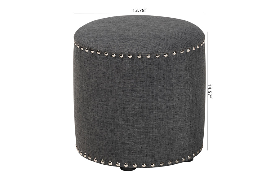 Rosine Modern and Contemporary Fabric Upholstered Nail Trim Ottoman