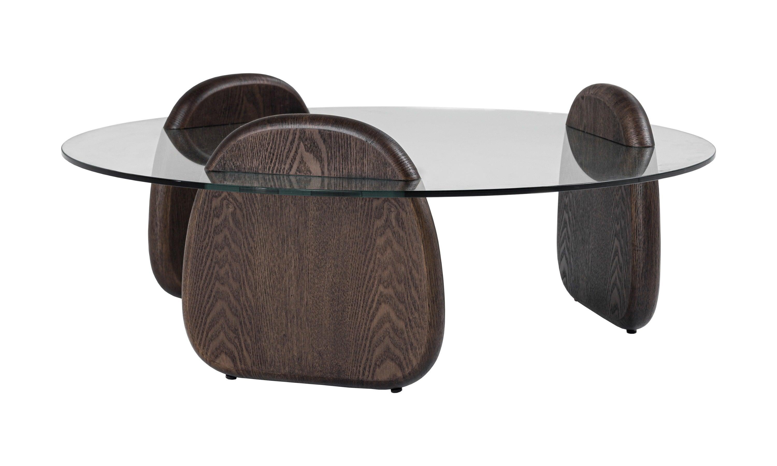 Buxton Mid-Century Modern Glass and Dark Coffee Table