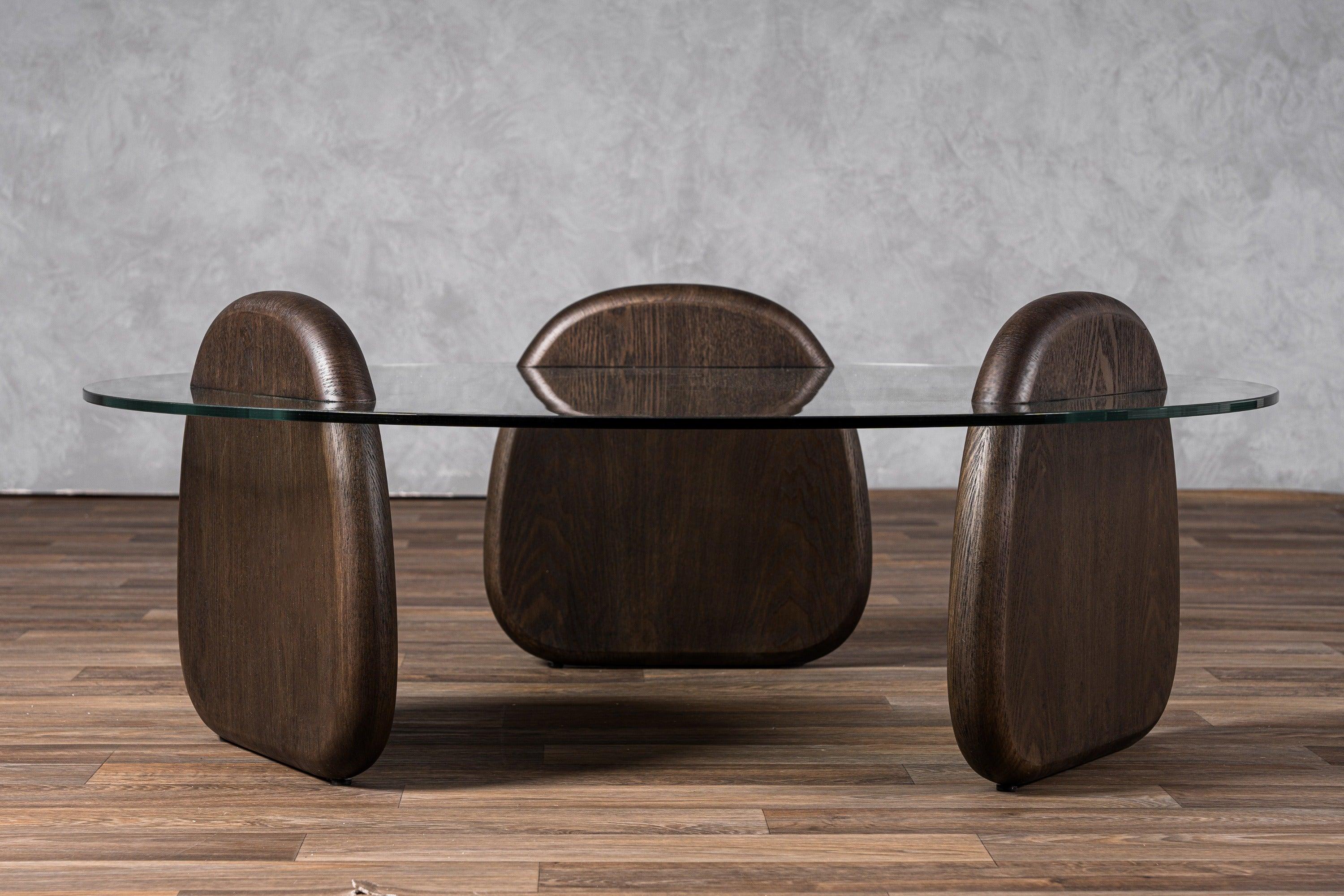 Buxton Mid-Century Modern Glass and Dark Coffee Table