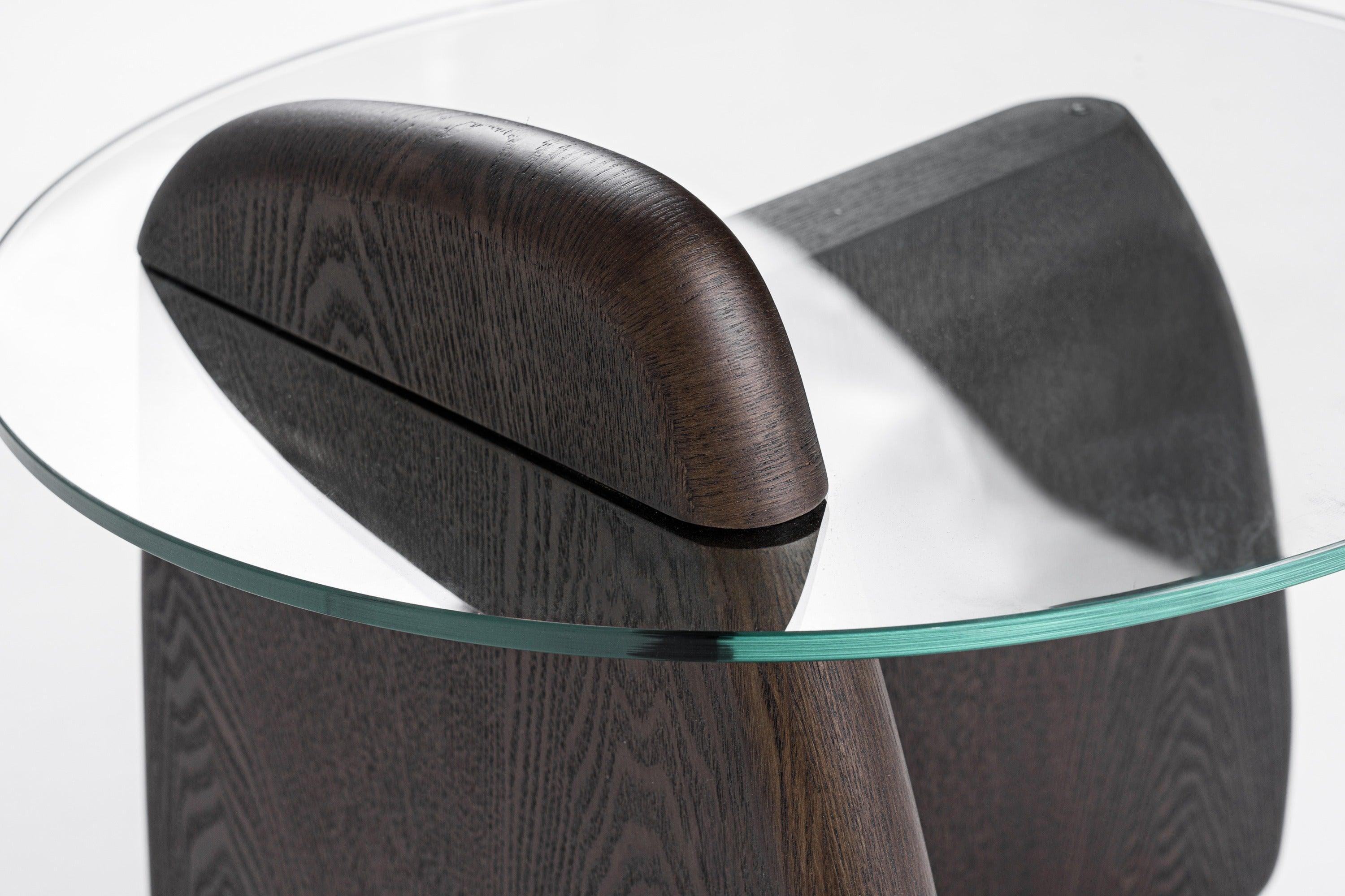 Buxton Mid-Century Modern Glass and Dark End Table