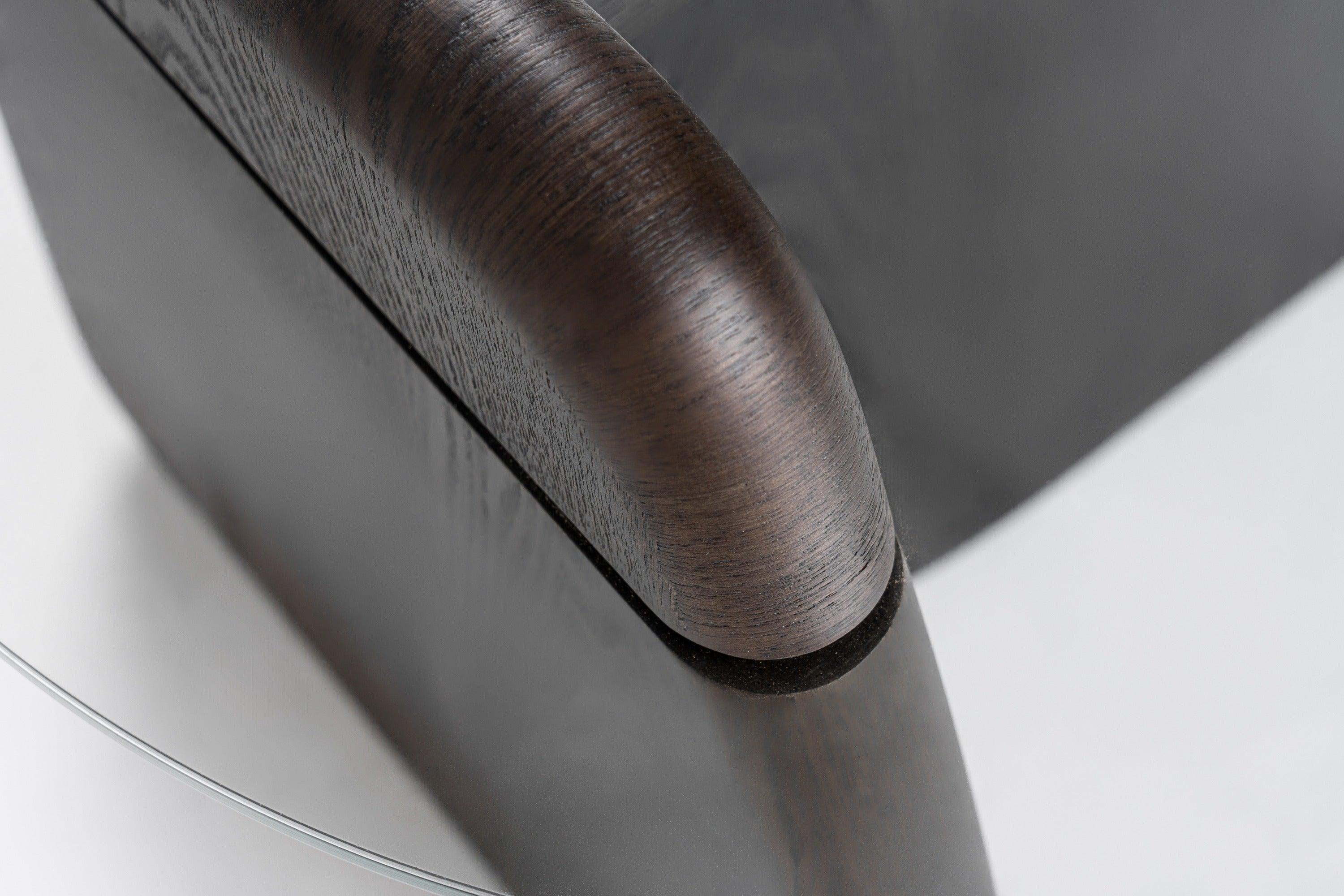 Buxton Mid-Century Modern Glass and Dark End Table