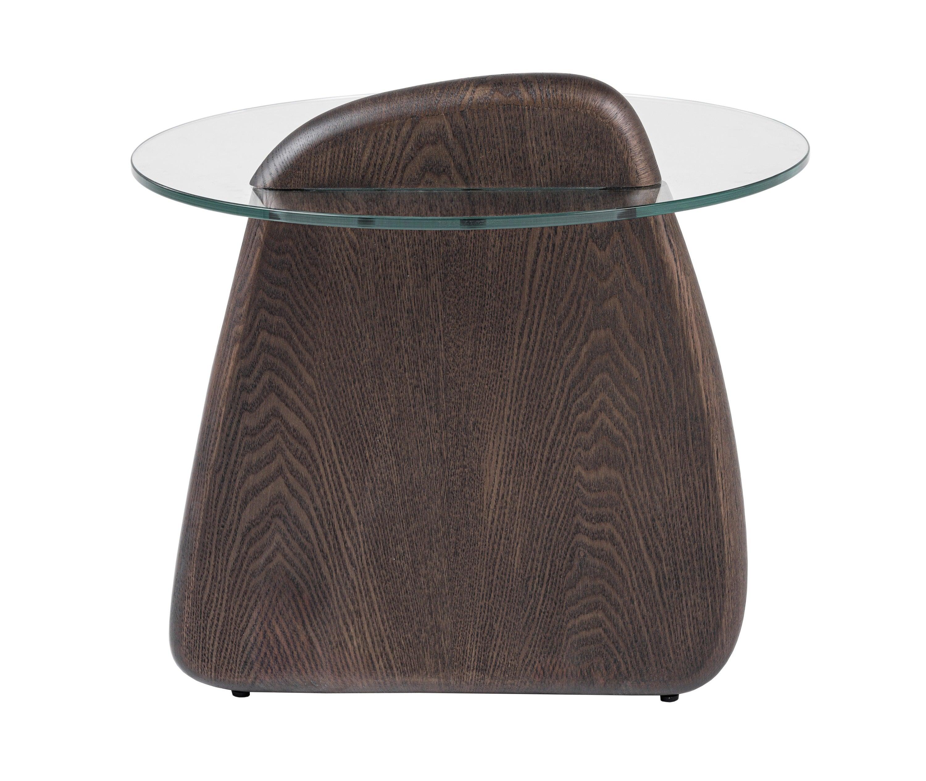Buxton Mid-Century Modern Glass and Dark End Table