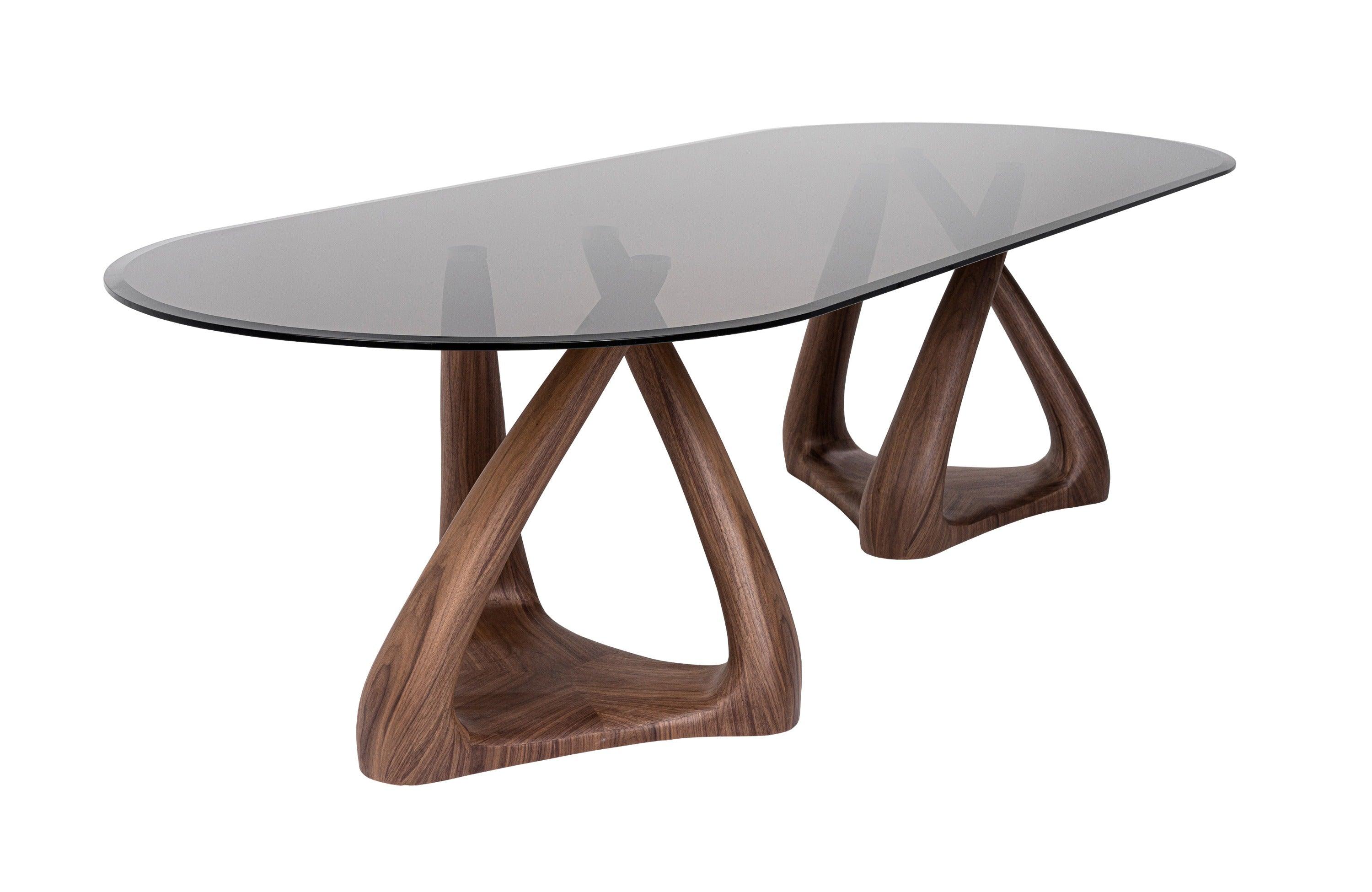 Christy Mid-Century Modern Glass and Oval Dining Table