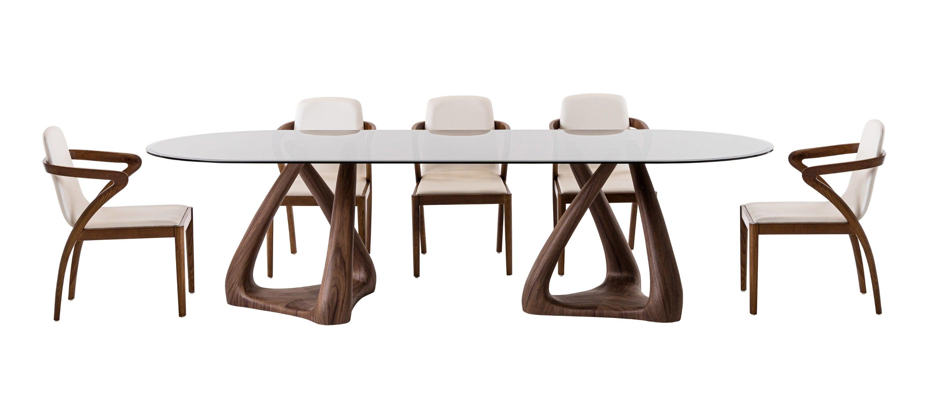 Christy Mid-Century Modern Glass and Oval Dining Table