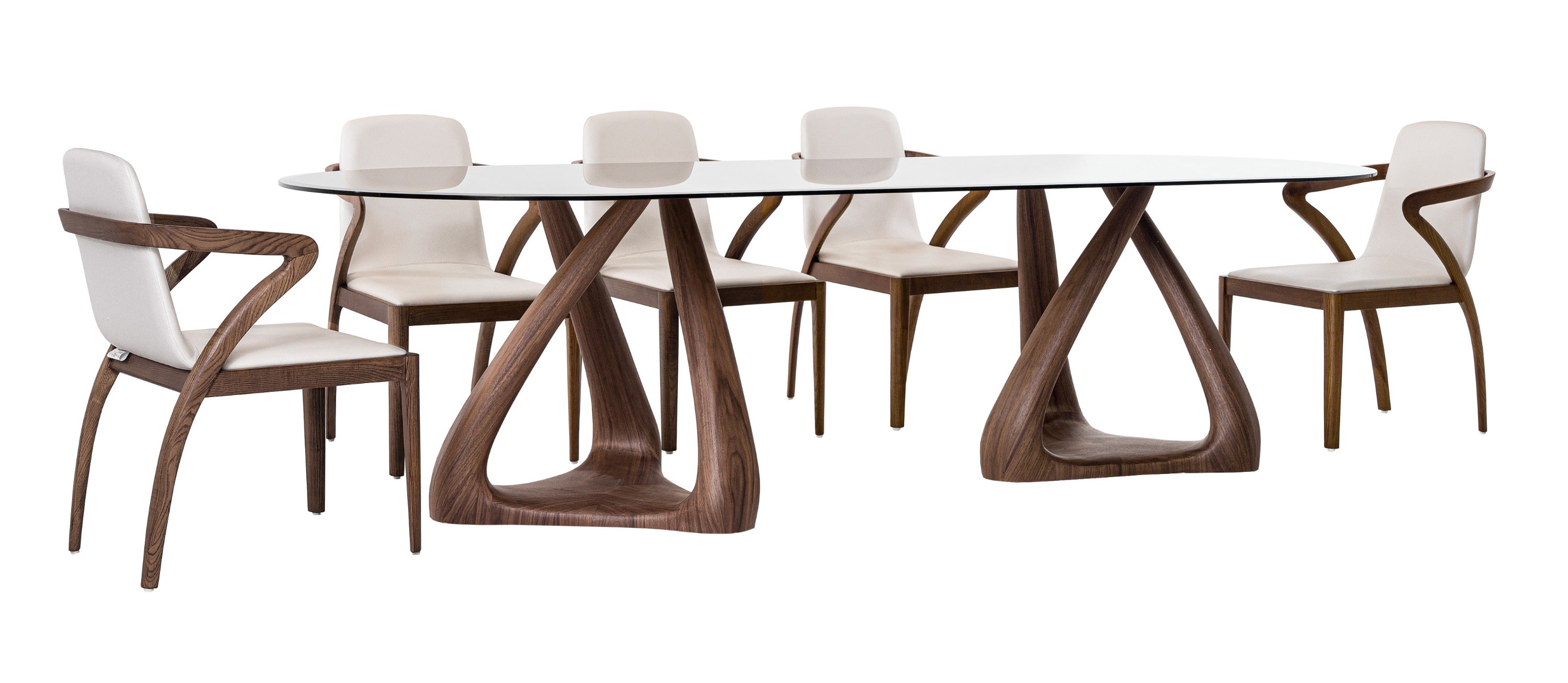 Christy Mid-Century Modern Glass and Oval Dining Table
