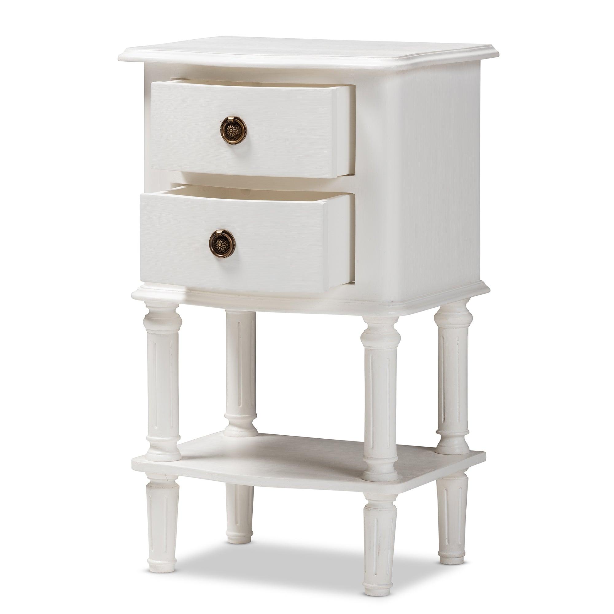 Audrey Country Cottage Farmhouse Finished 2-Drawer Nightstand