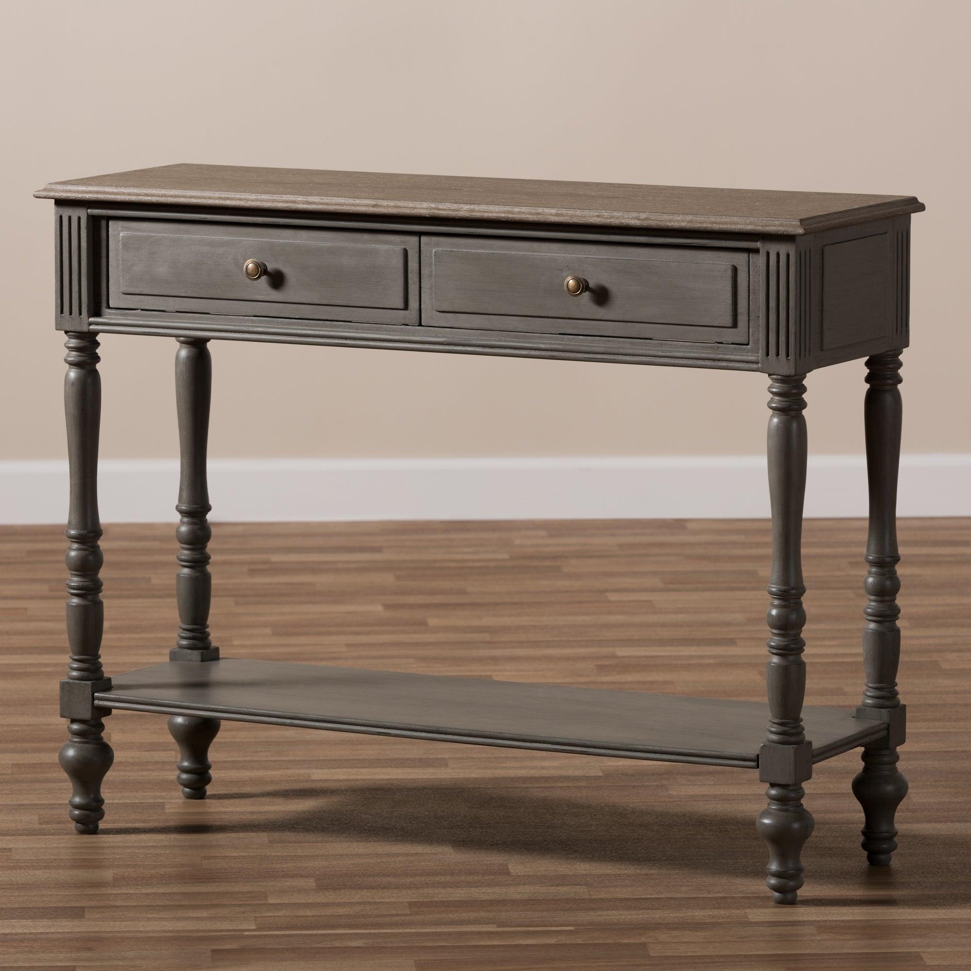 Noemie Country Cottage Farmhouse Finished 2-Drawer Console Table