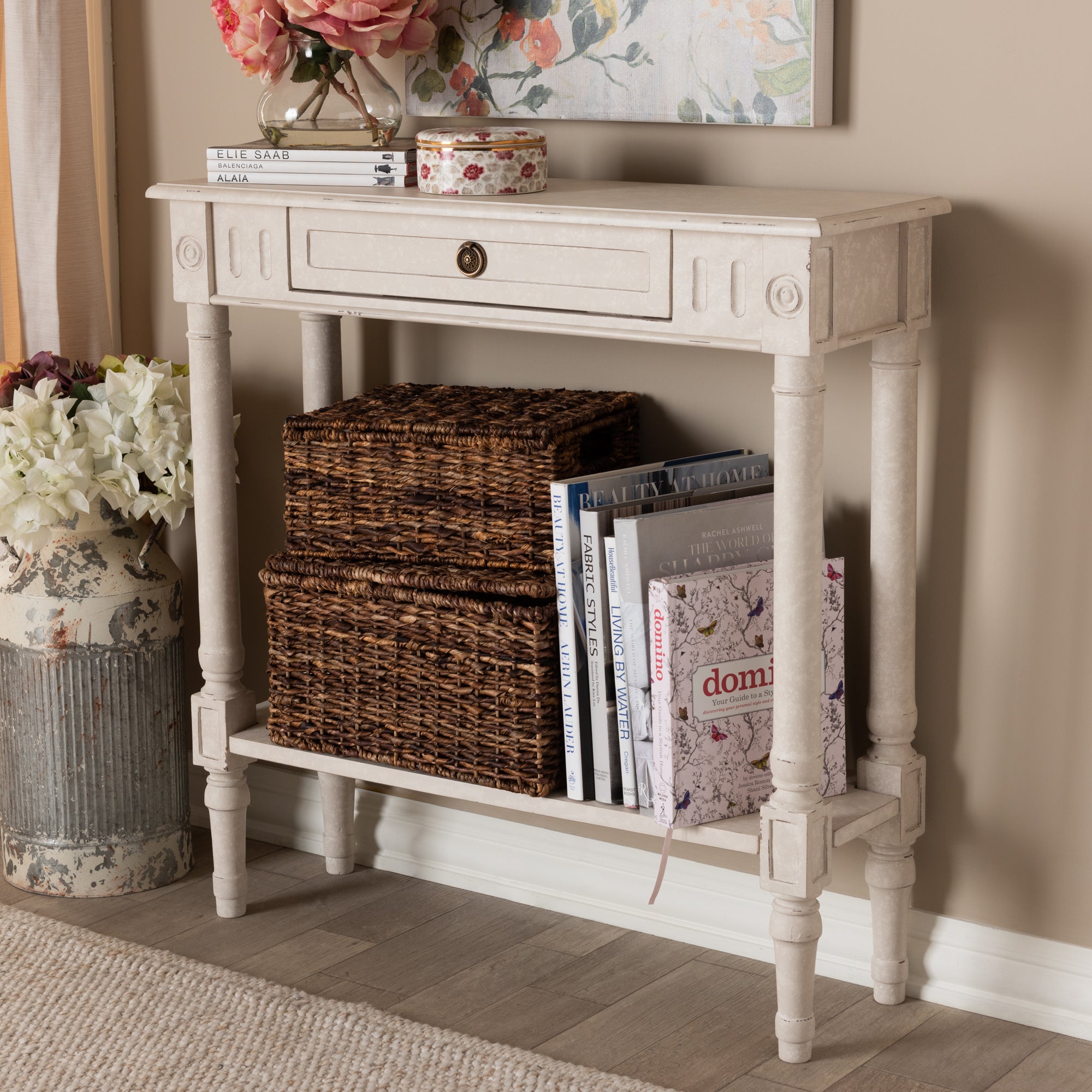 Ariella Country Cottage Farmhouse 1-Drawer Console Table