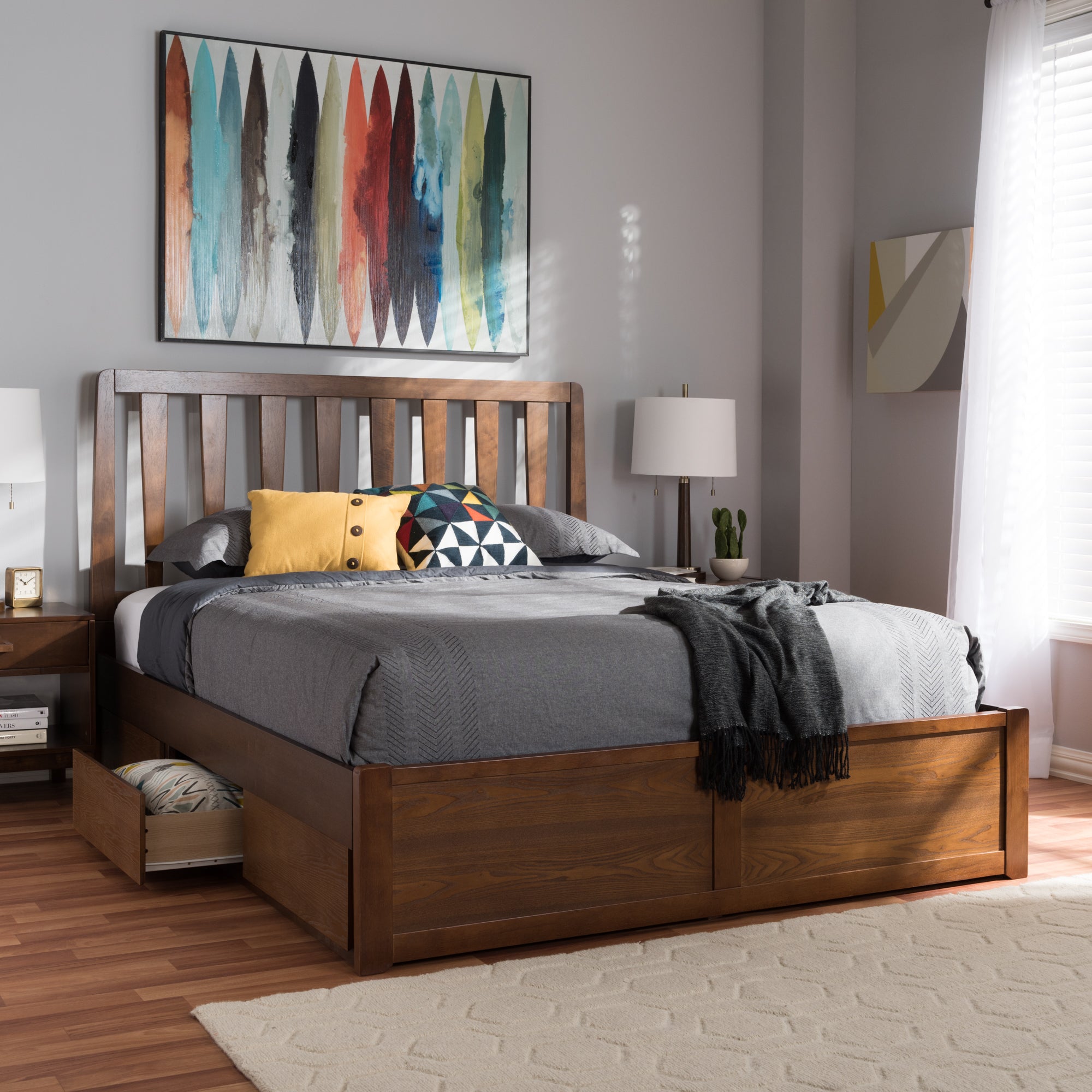 Raurey Modern and Contemporary Finished Storage Platform Bed