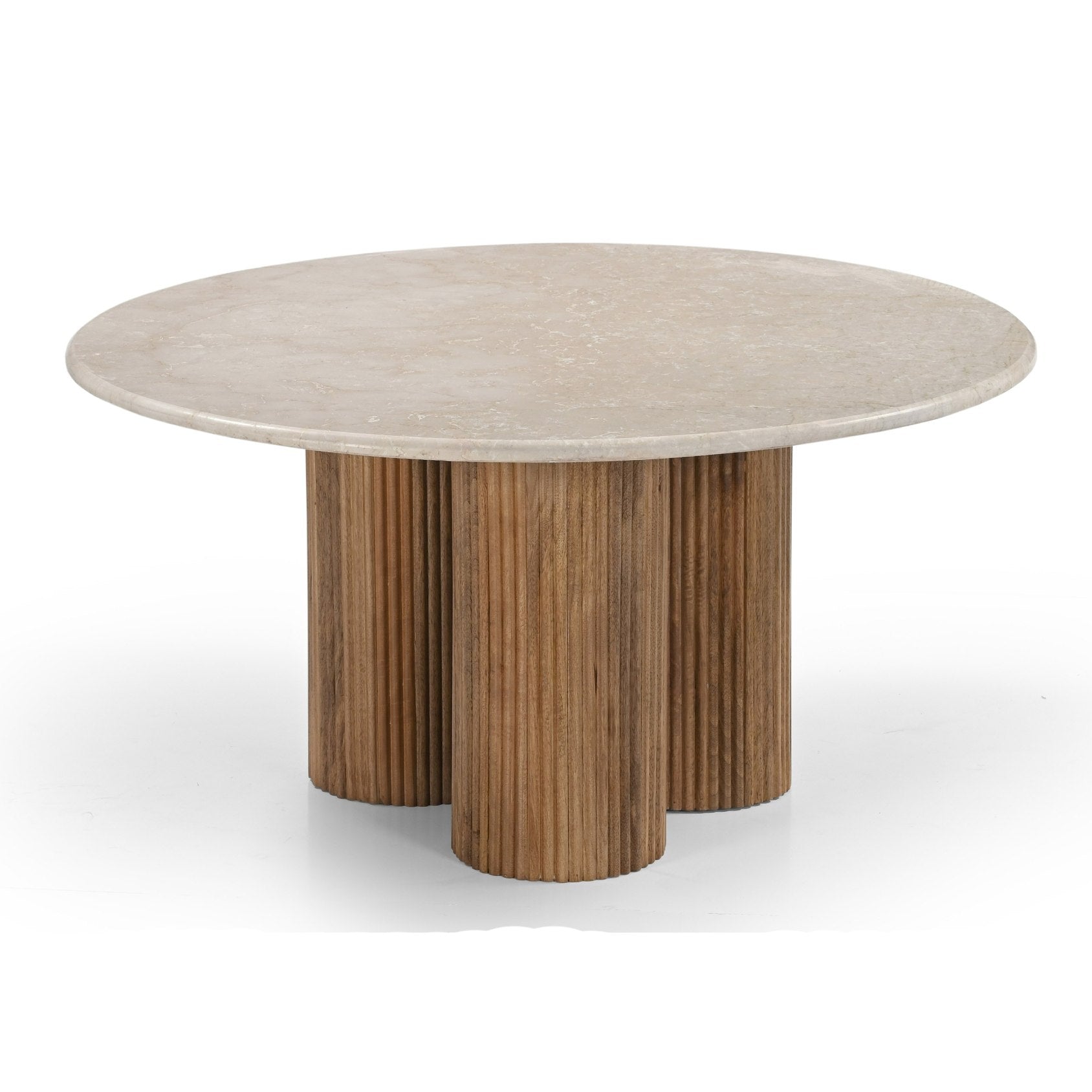 Hayden Modern Marble and Wood Round Coffee Table