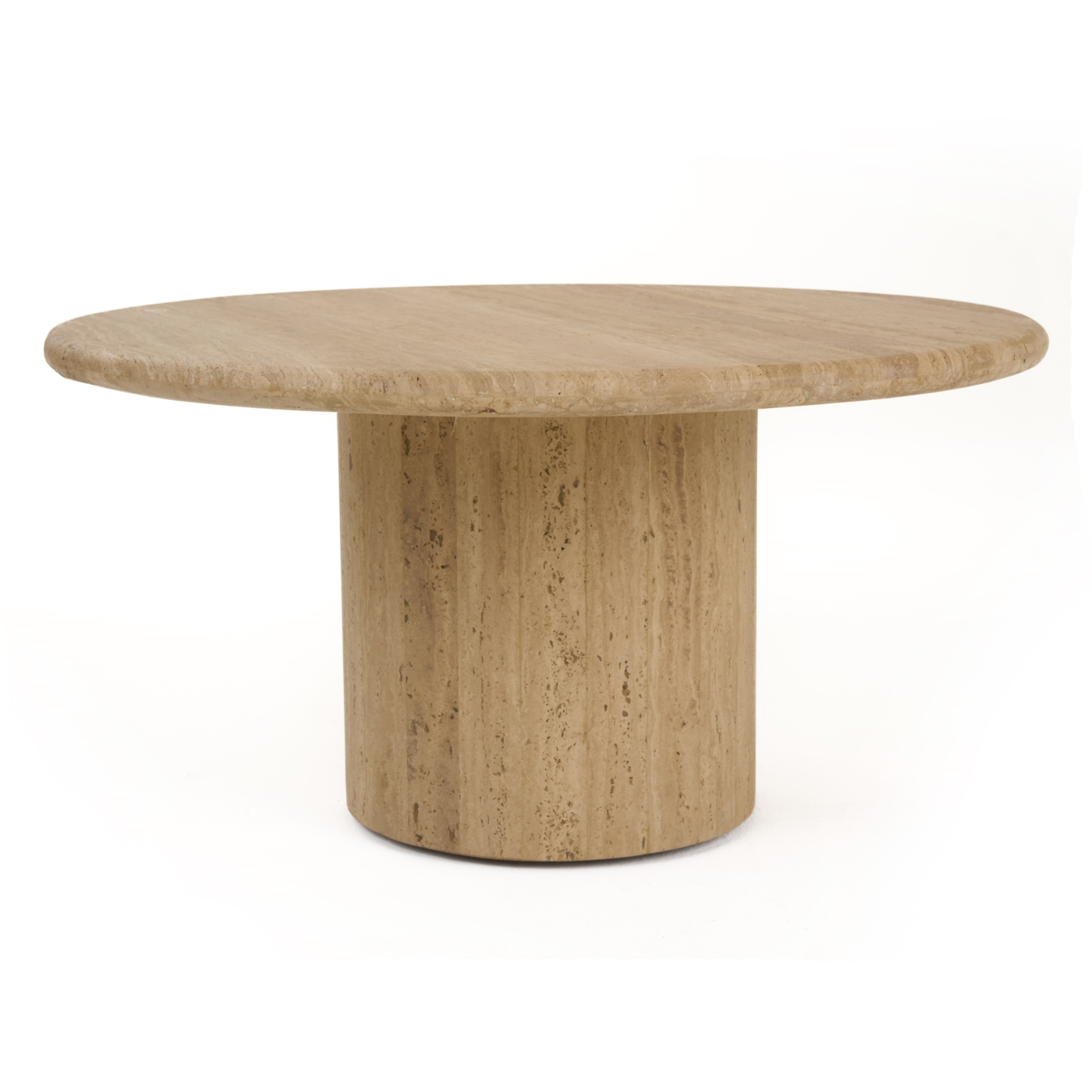 Lavaca Modern Travertine Marble Round Coffee Table