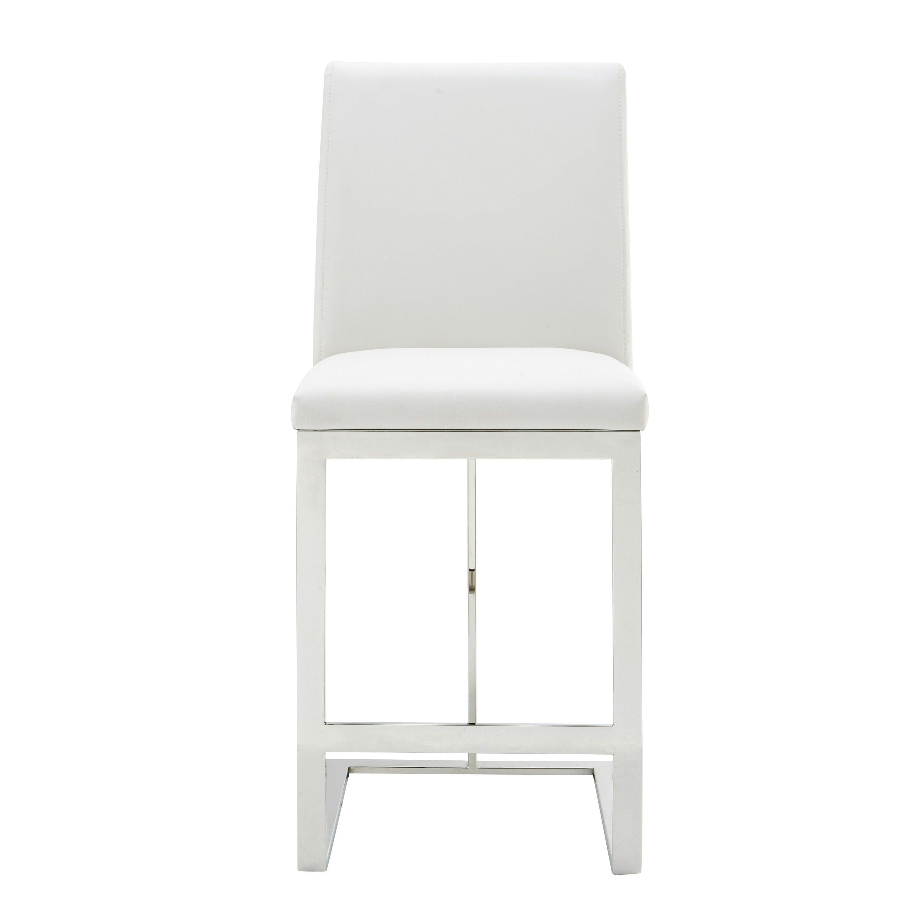 Modrest Frankie Modern Vegan Leather Stainless Steel Counter Chair