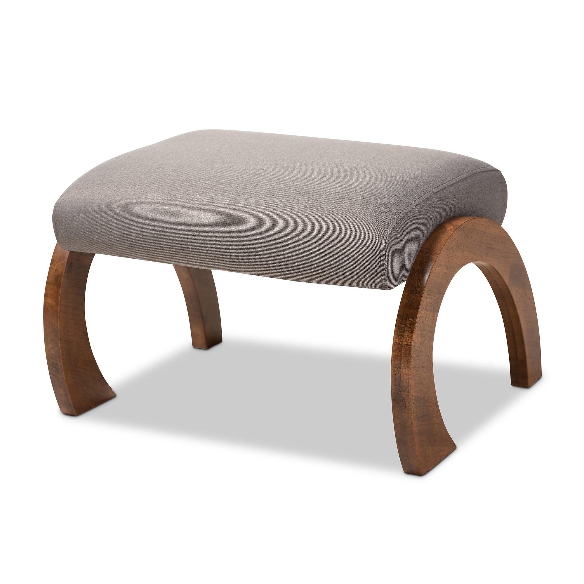 Sandrine Modern and Contemporary Fabric Upholstered Finished Wood Ottoman