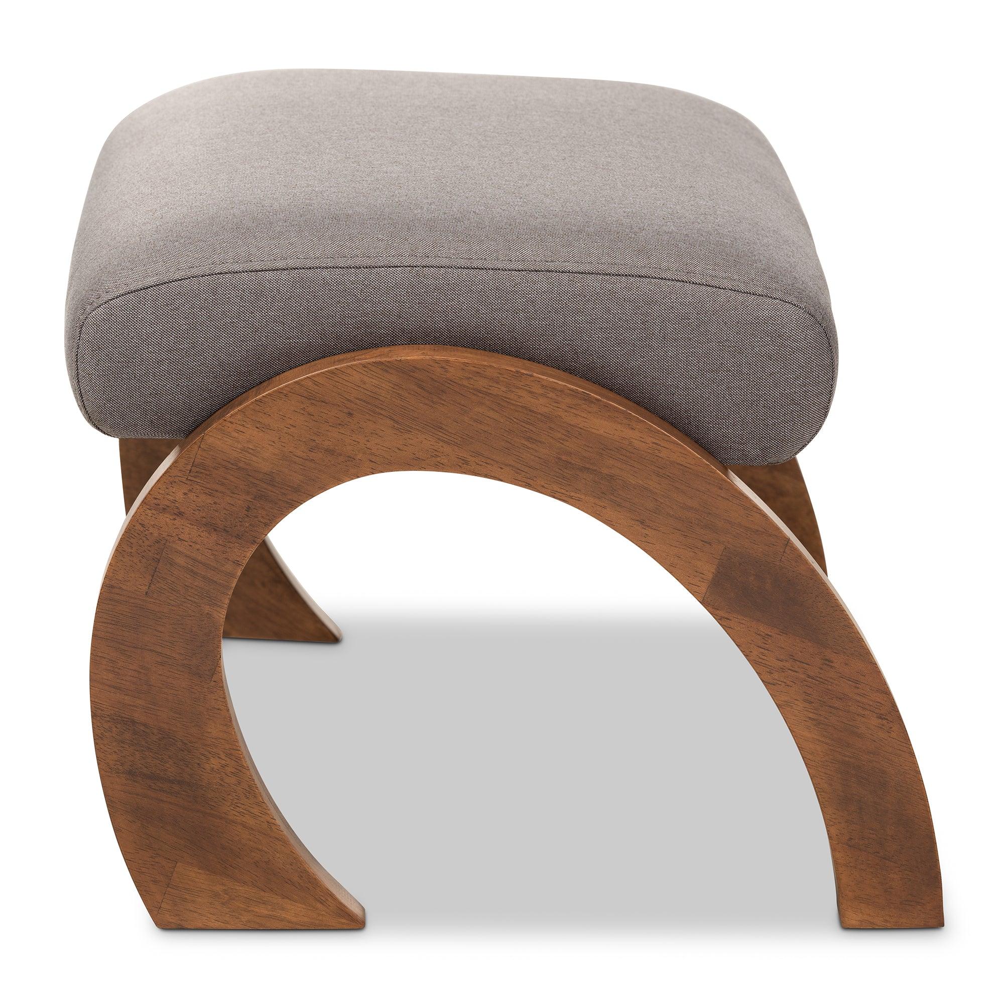 Sandrine Modern and Contemporary Fabric Upholstered Finished Wood Ottoman