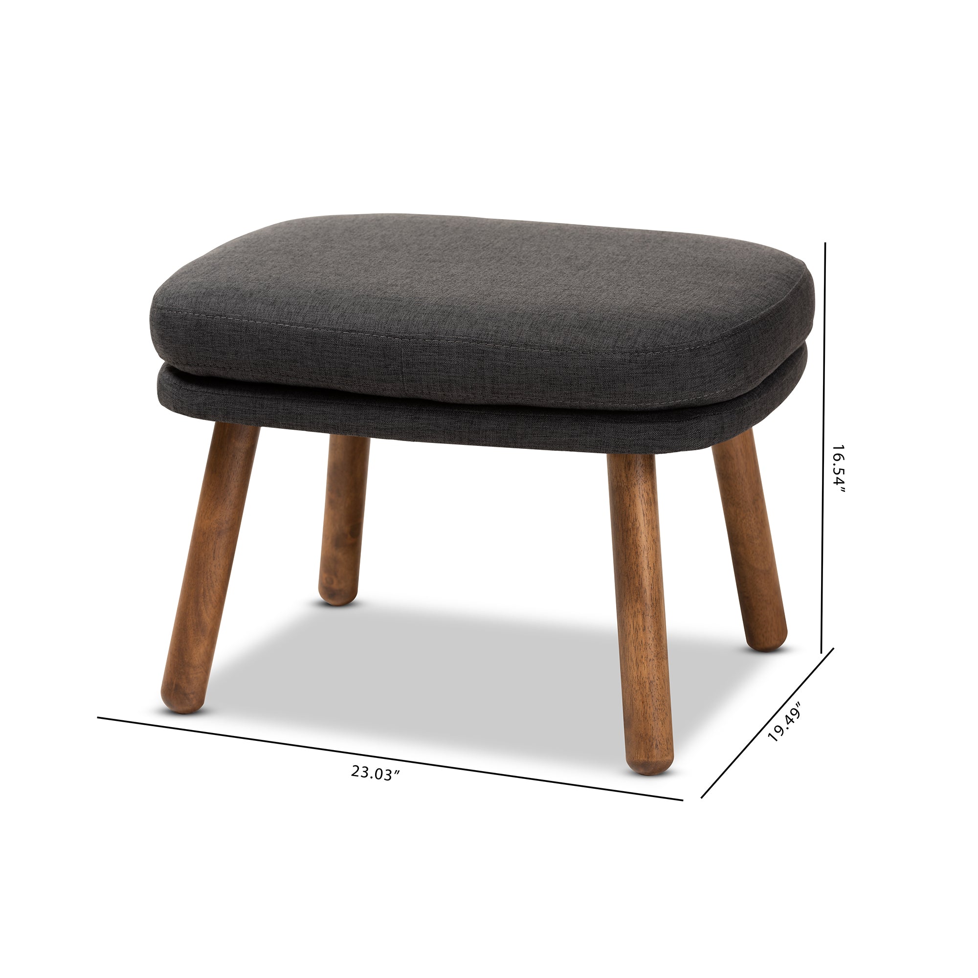 Lovise Mid-Century Modern Fabric Upholstered Finished Wood Ottoman