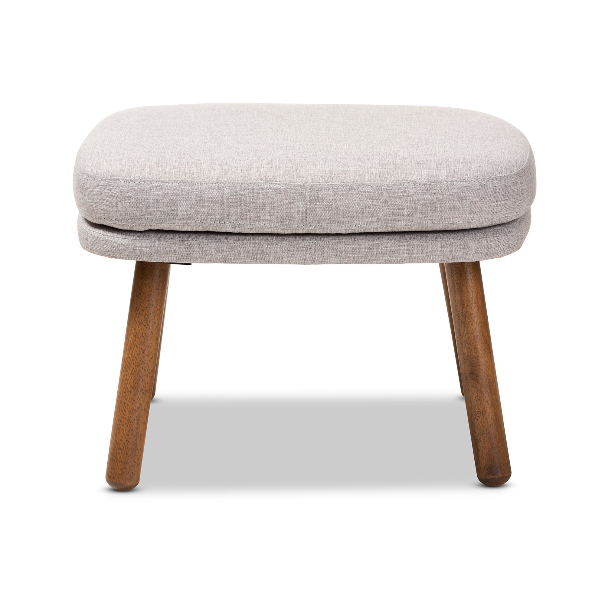 Lovise Mid-Century Modern Fabric Upholstered Finished Wood Ottoman