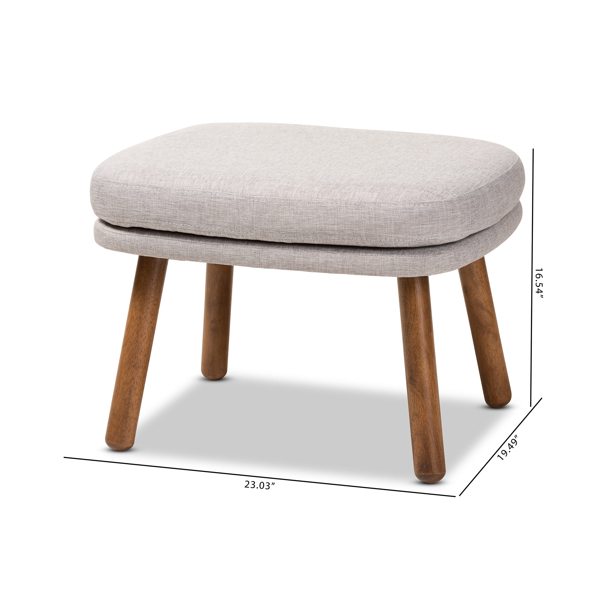 Lovise Mid-Century Modern Fabric Upholstered Finished Wood Ottoman