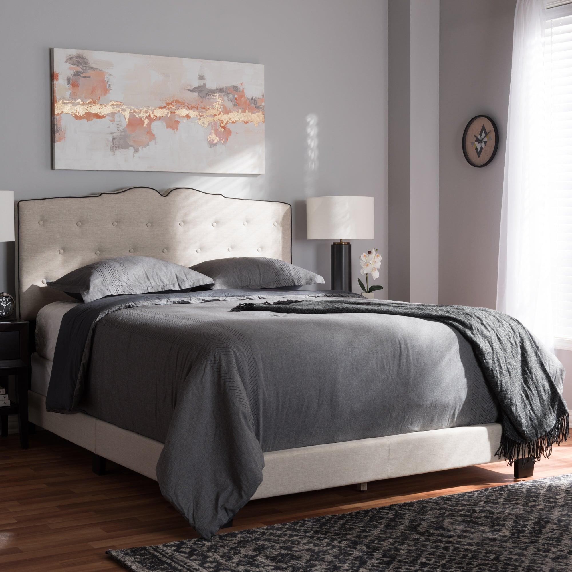 Vivienne Modern and Contemporary Light Fabric Upholstered Bed