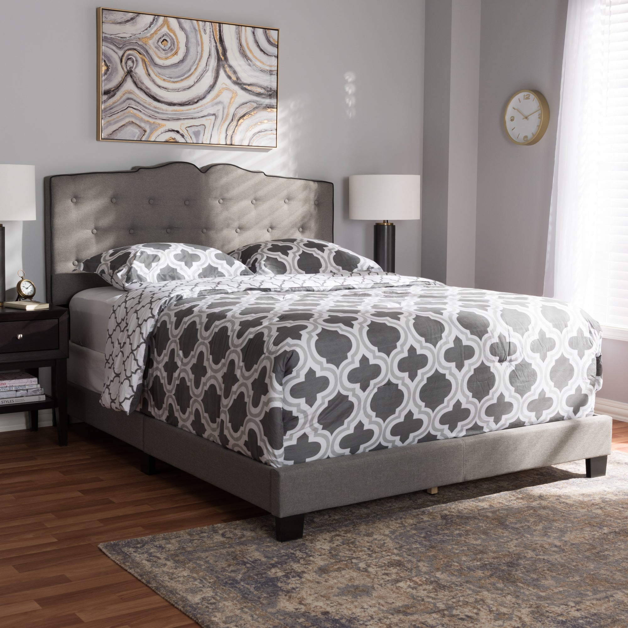 Vivienne Modern and Contemporary Light Fabric Upholstered Bed
