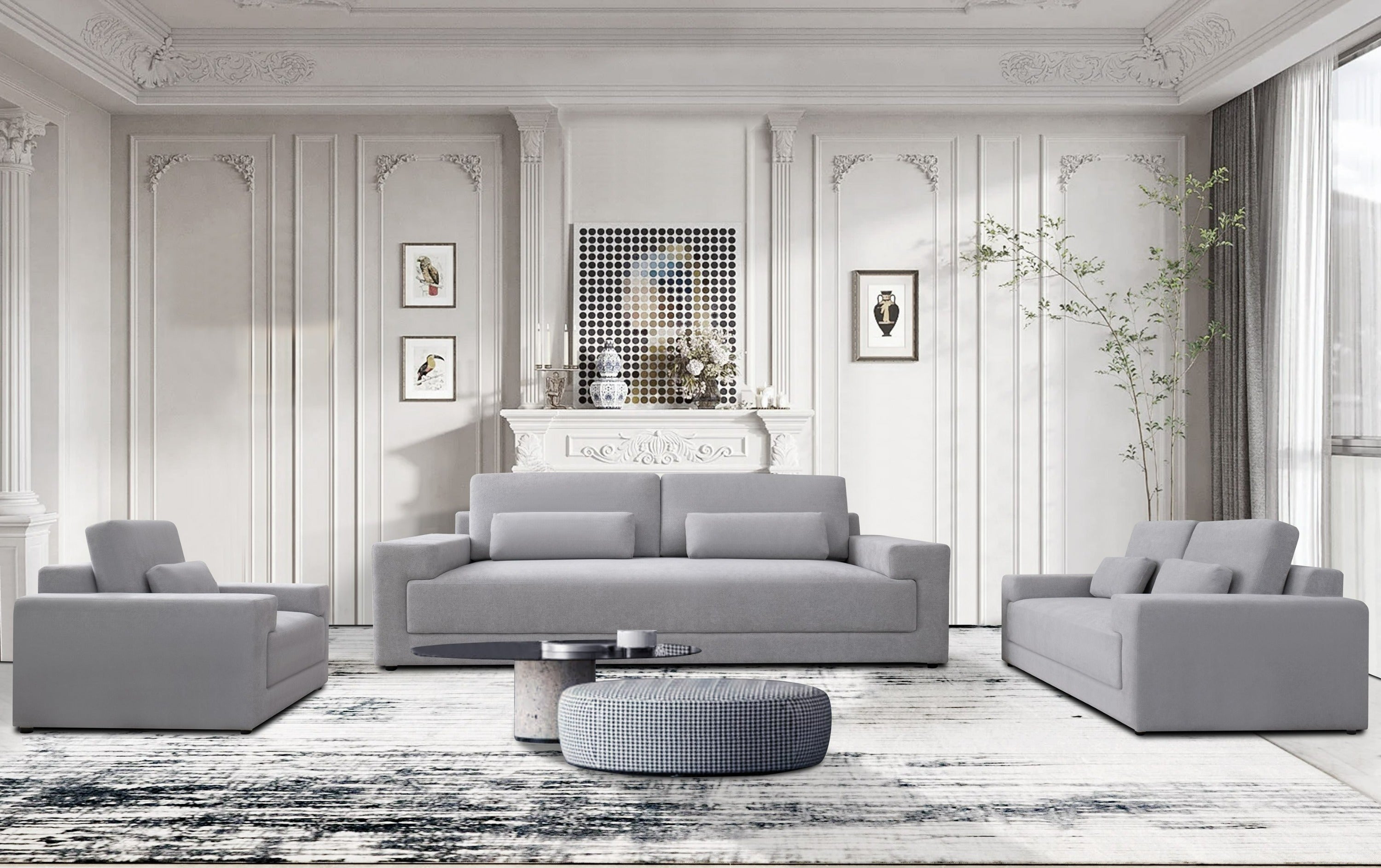 Loki Modern Fabric 3-Seat Sofa