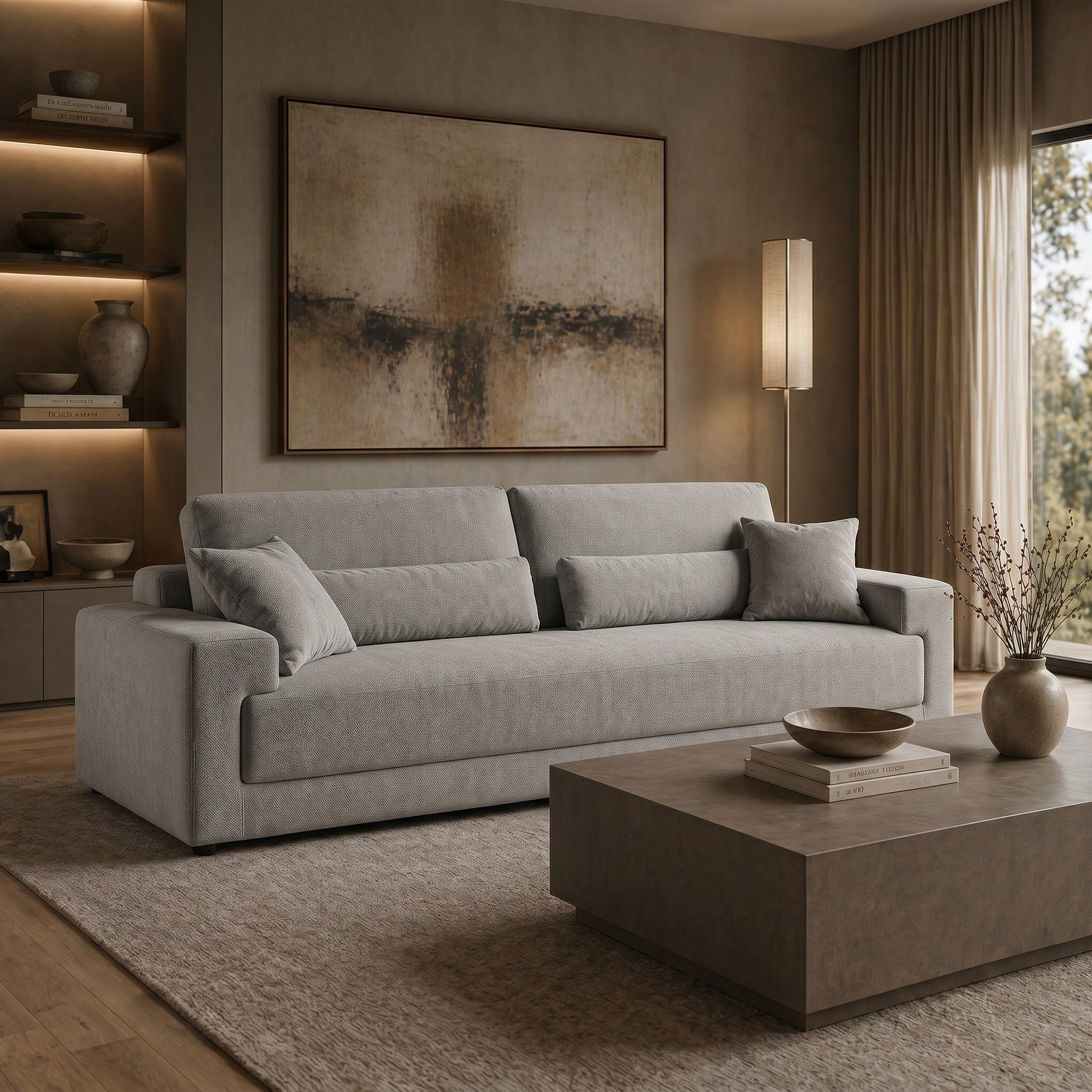 Loki Modern Fabric 3-Seat Sofa