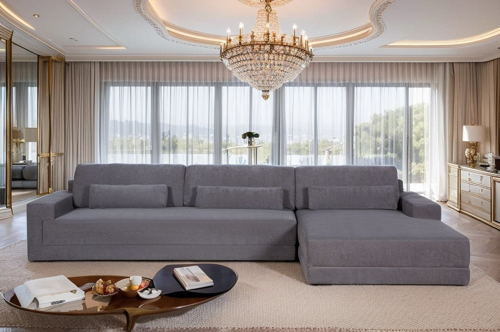 Loki Modern Fabric Right Facing Sectional Sofa