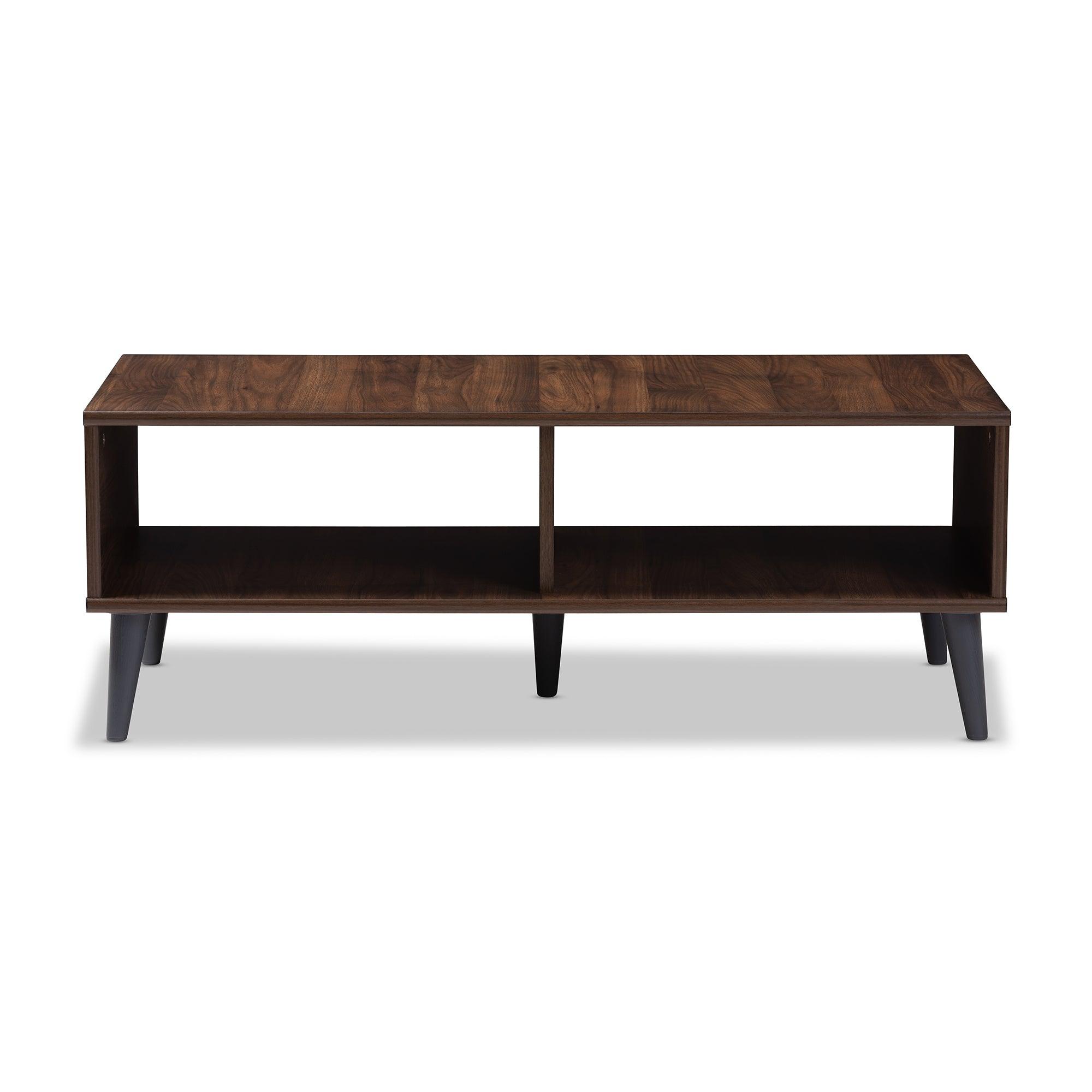 Pierre Mid-Century Modern and Dark Finished Wood Coffee Table