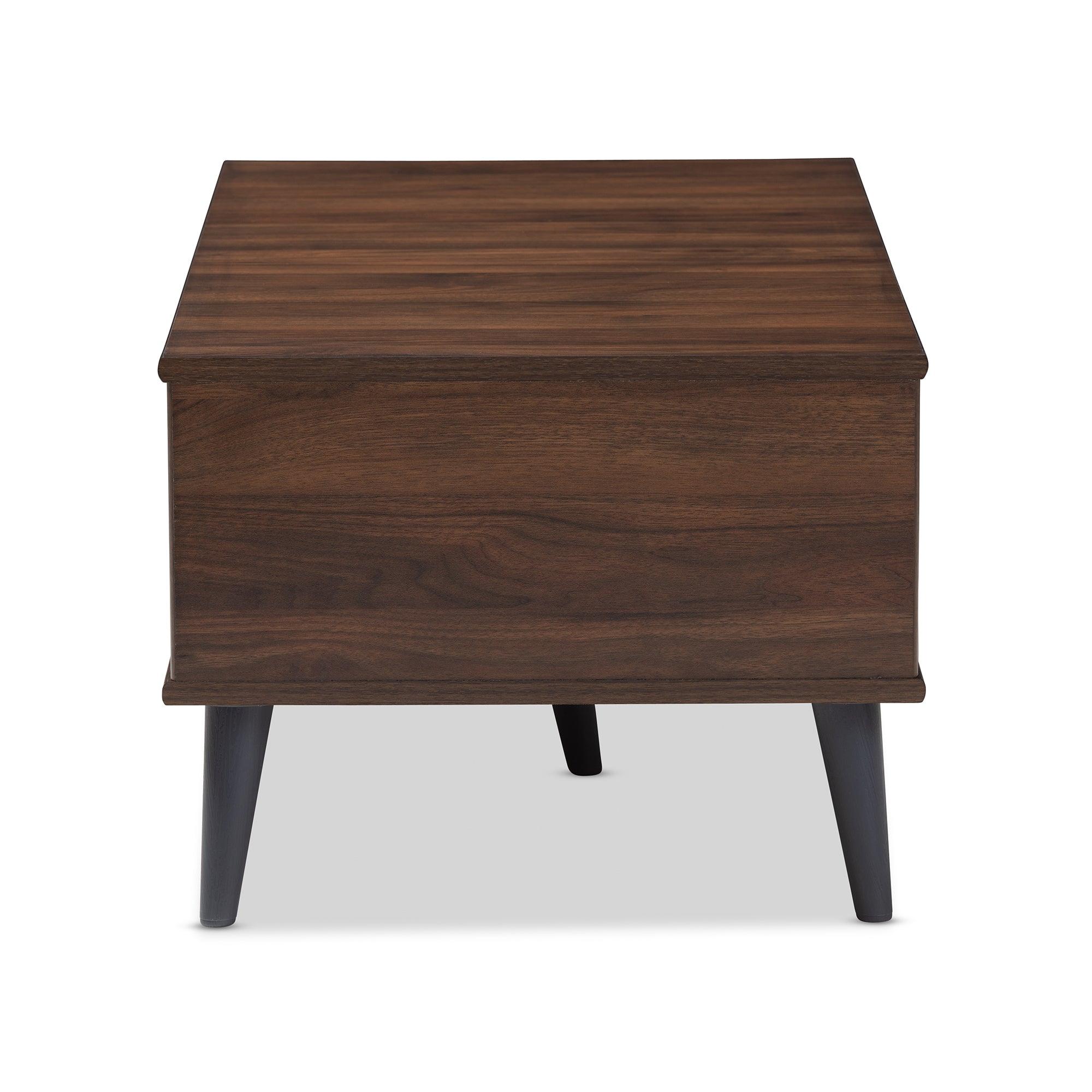 Pierre Mid-Century Modern and Dark Finished Wood Coffee Table
