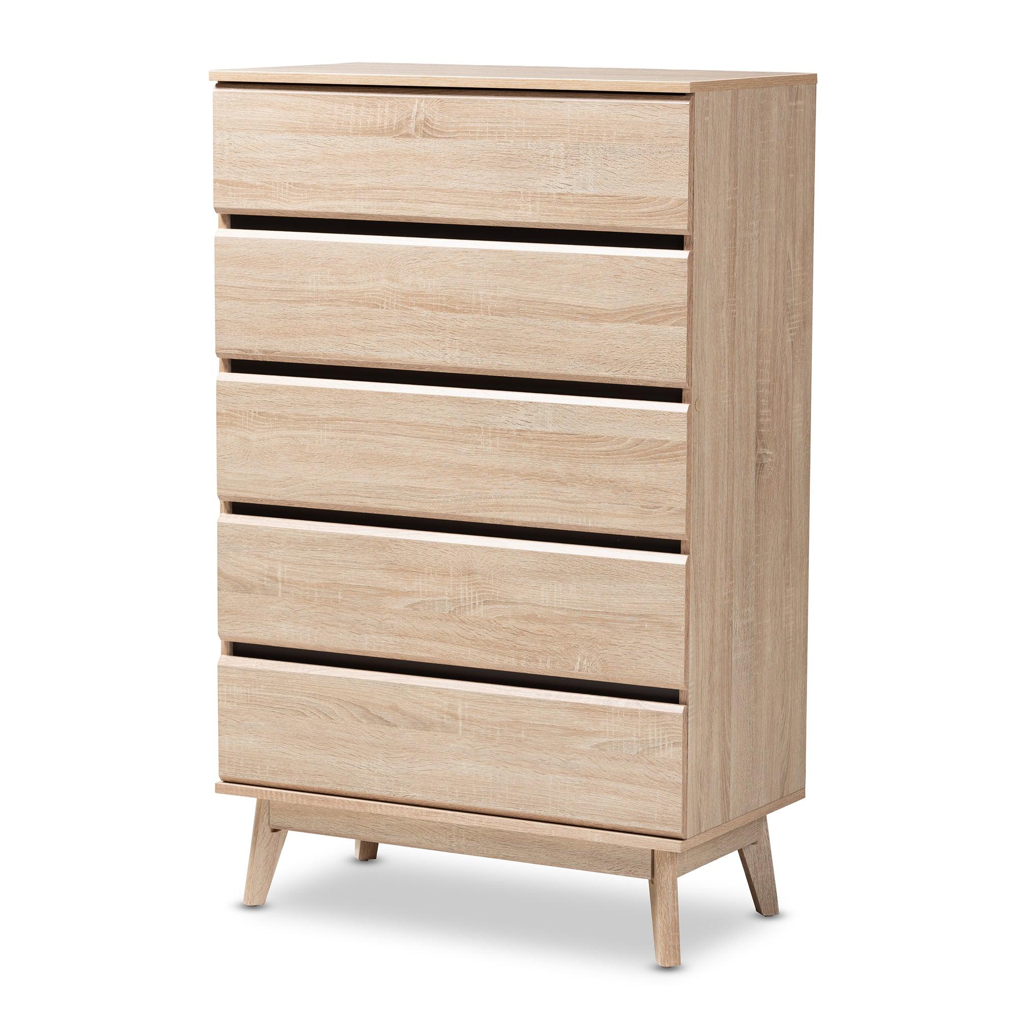 Miren Mid-Century Modern Light and Dark 5-Drawer Chest