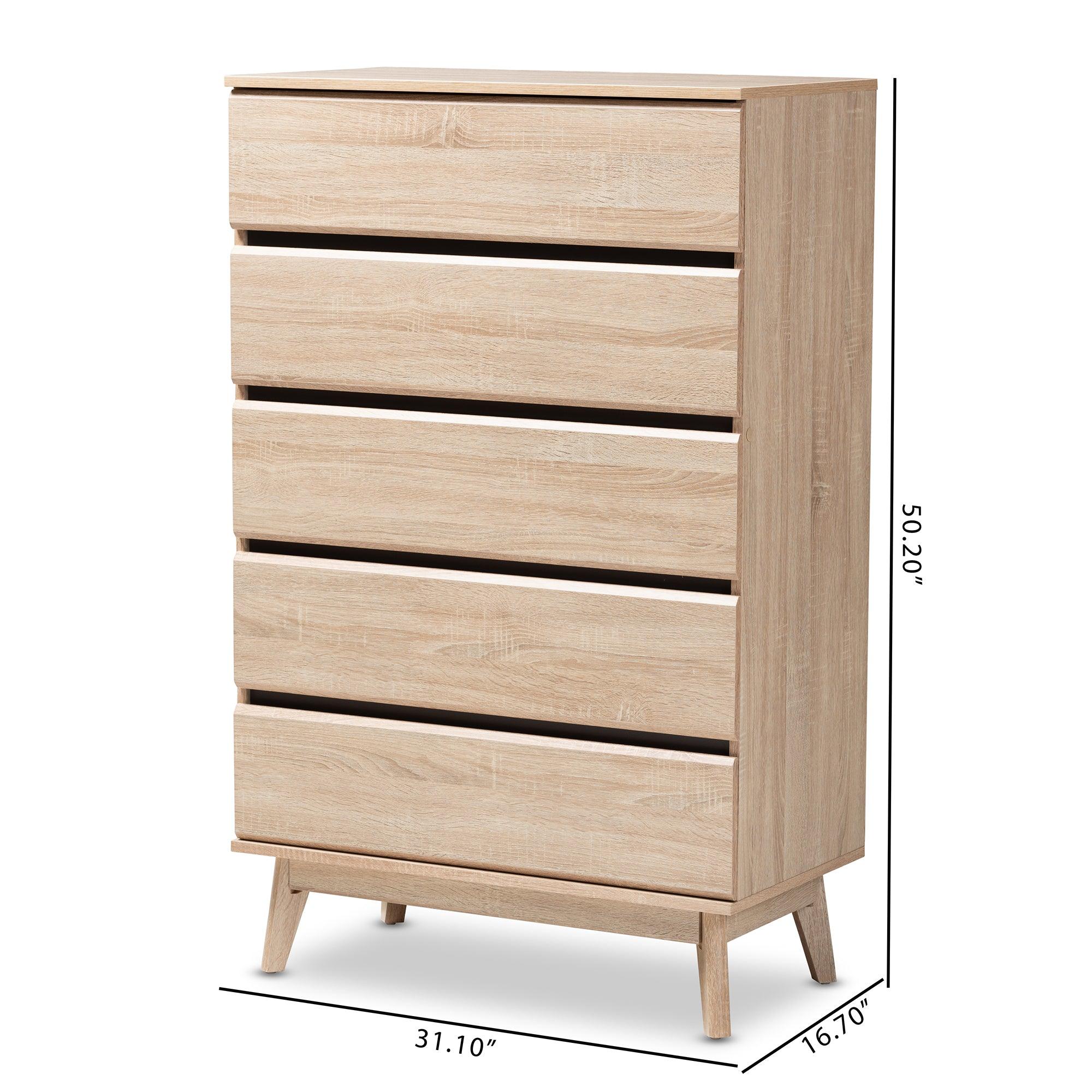 Miren Mid-Century Modern Light and Dark 5-Drawer Chest