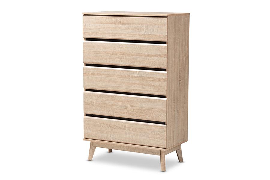 Miren Mid-Century Modern Light and Dark 5-Drawer Chest