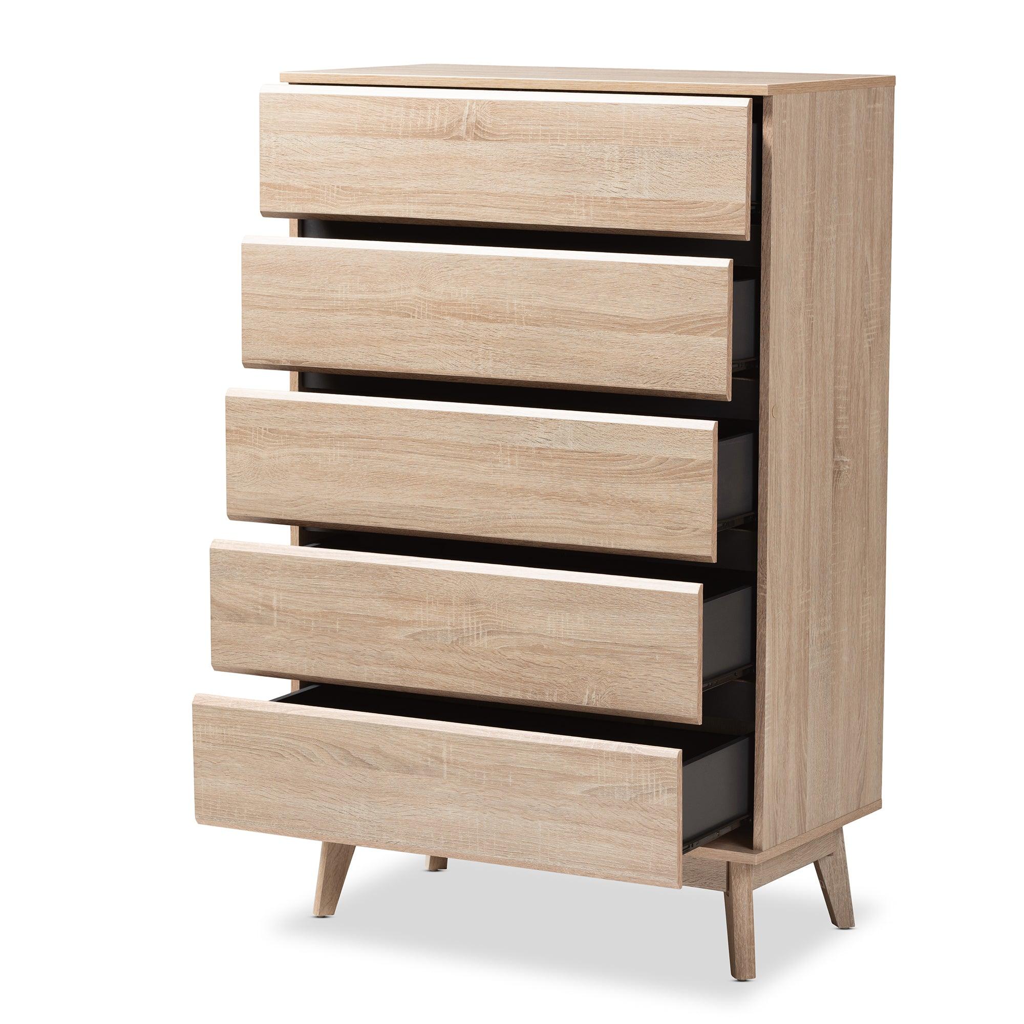 Miren Mid-Century Modern Light and Dark 5-Drawer Chest