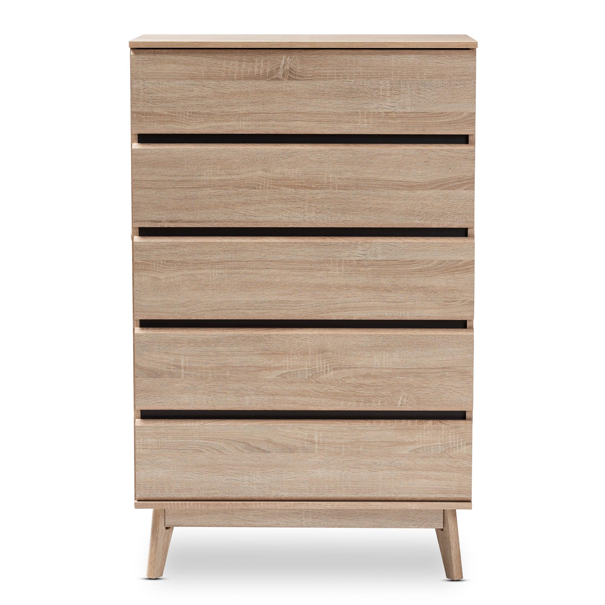 Miren Mid-Century Modern Light and Dark 5-Drawer Chest