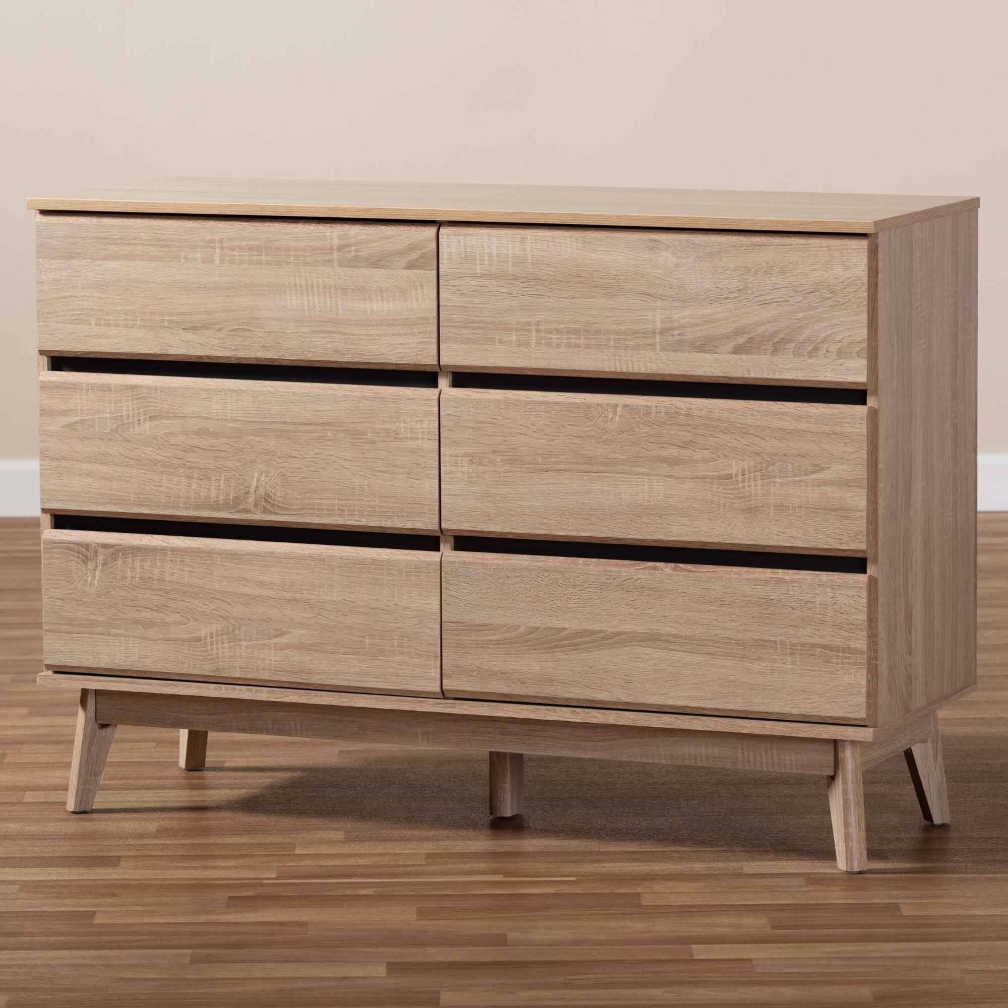 Miren Mid-Century Modern Light and Dark 6-Drawer Dresser