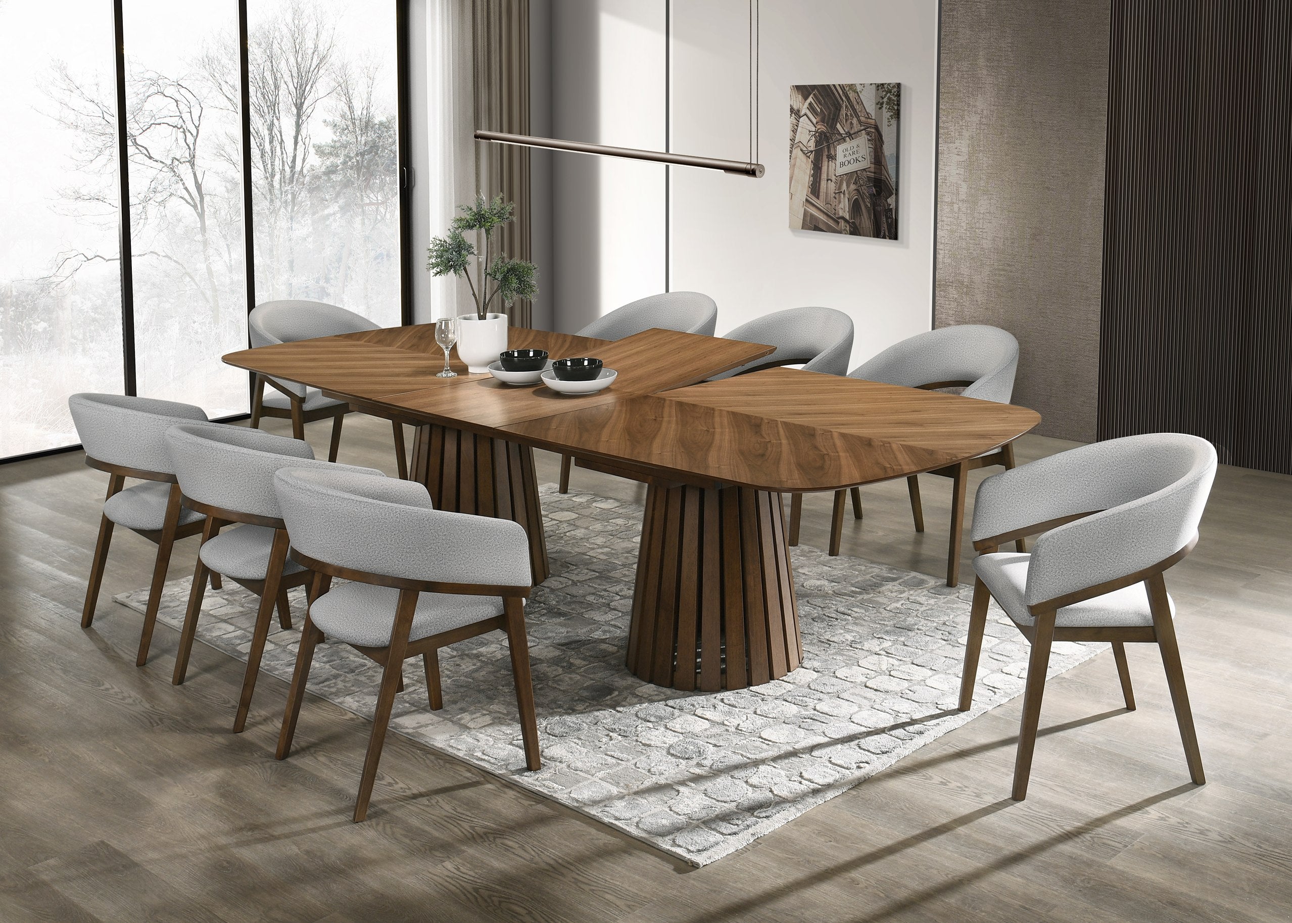 Truman Mid-Century Modern Extendable Dining Table
