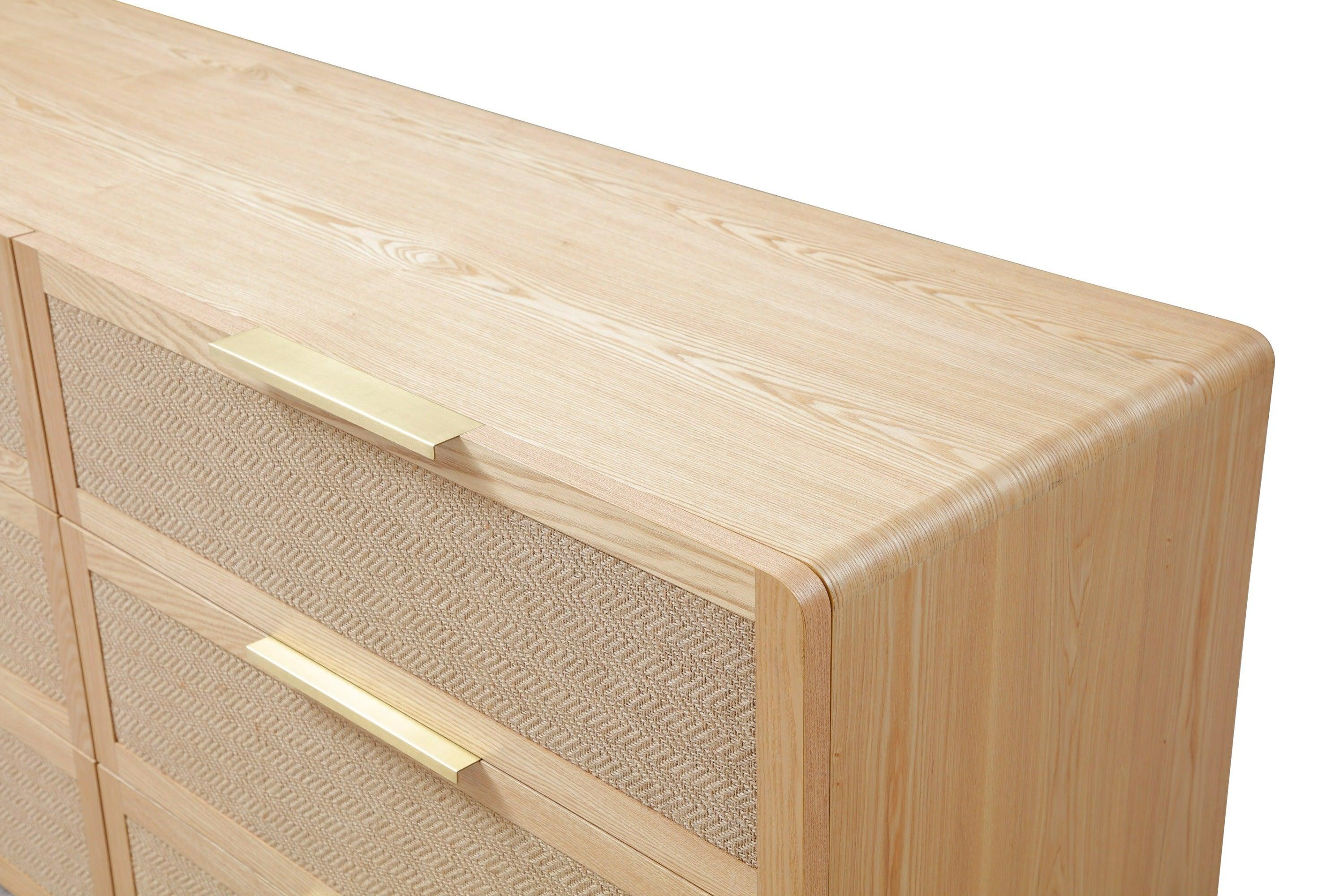 Gavin Modern Ash and Rattan Dresser