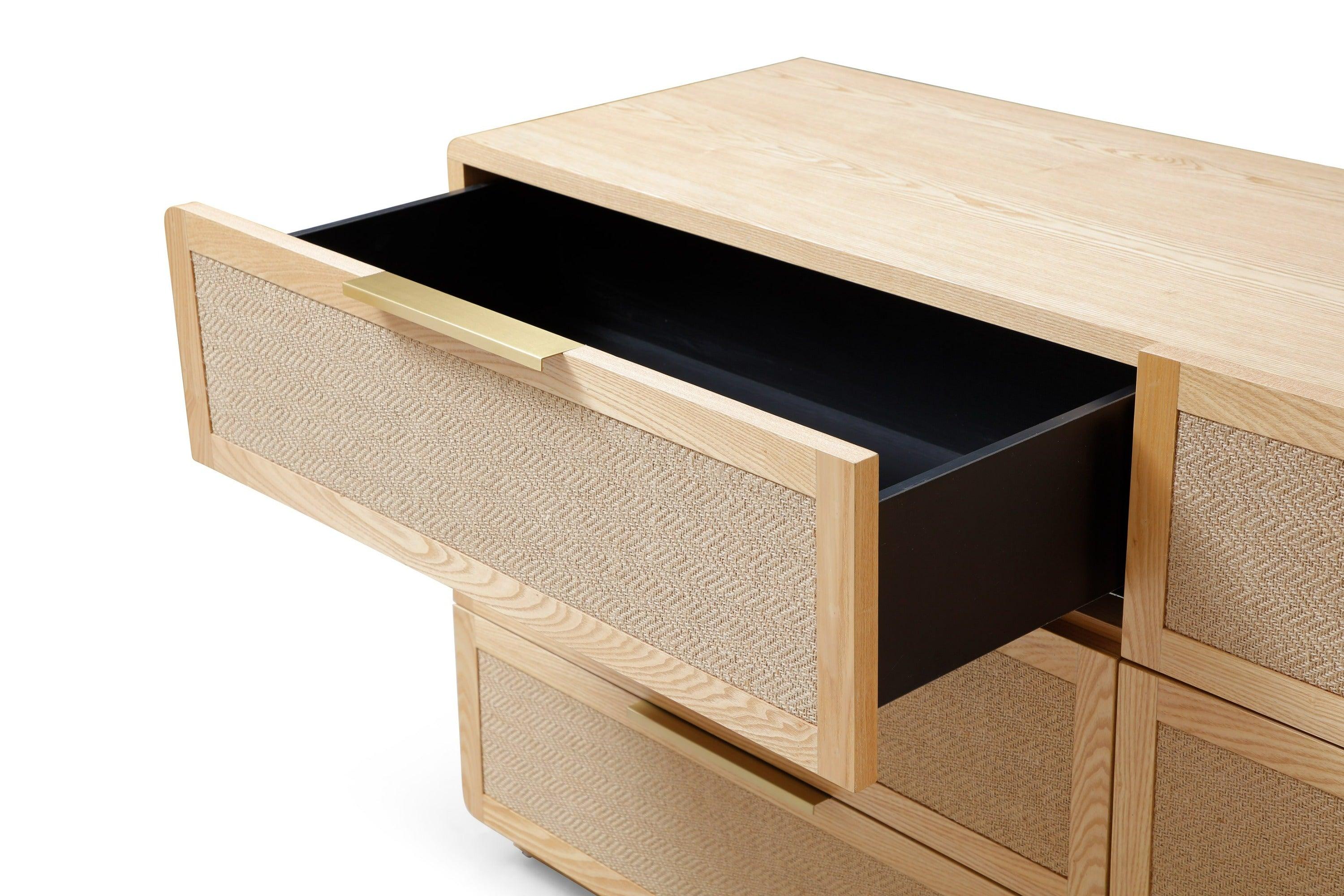 Gavin Modern Ash and Rattan Dresser