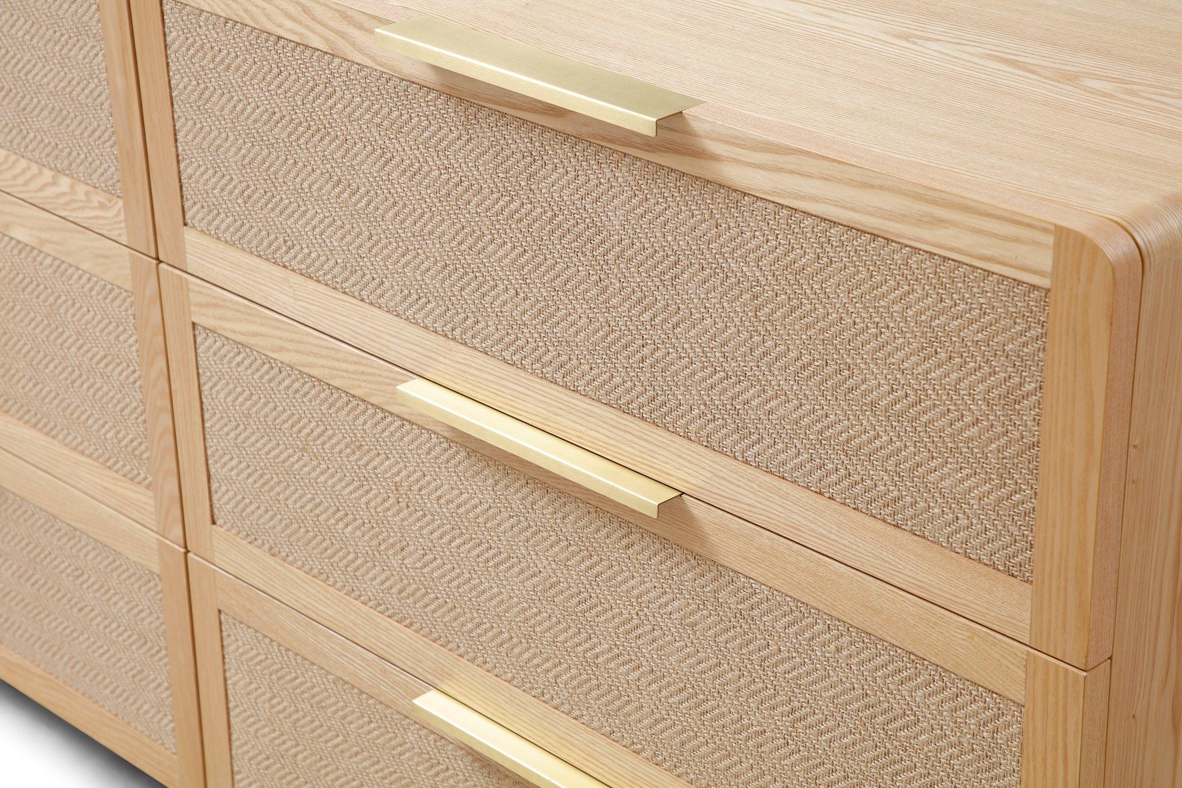 Gavin Modern Ash and Rattan Dresser