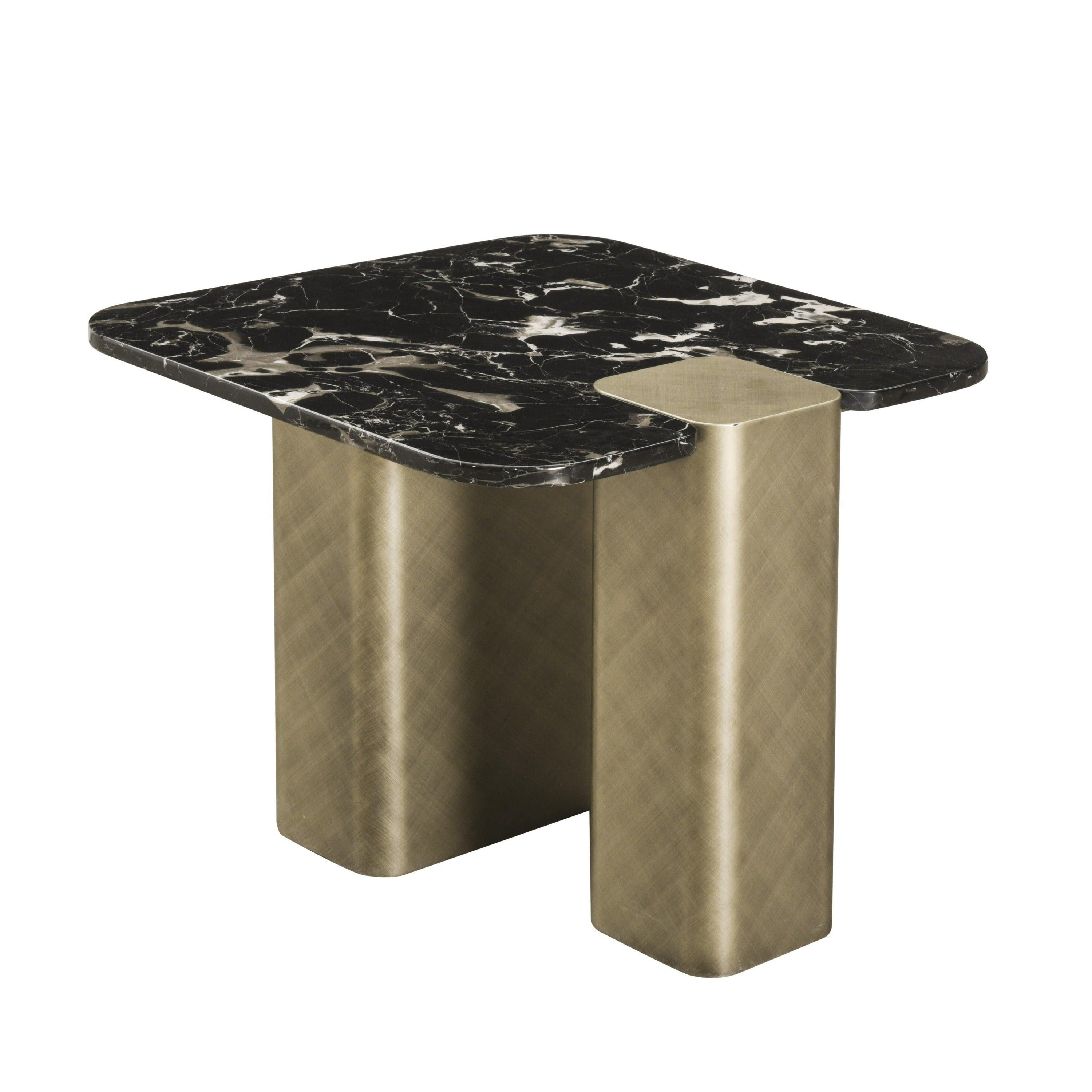 Quest Modern Rose Marble and Antique End Table