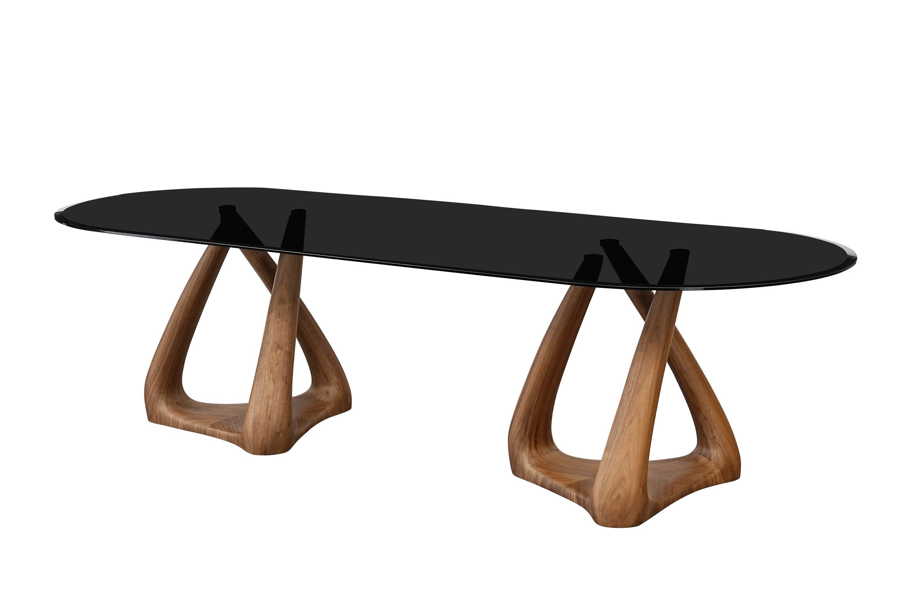 Christy Mid-Century Modern Glass and Oval Dining Table