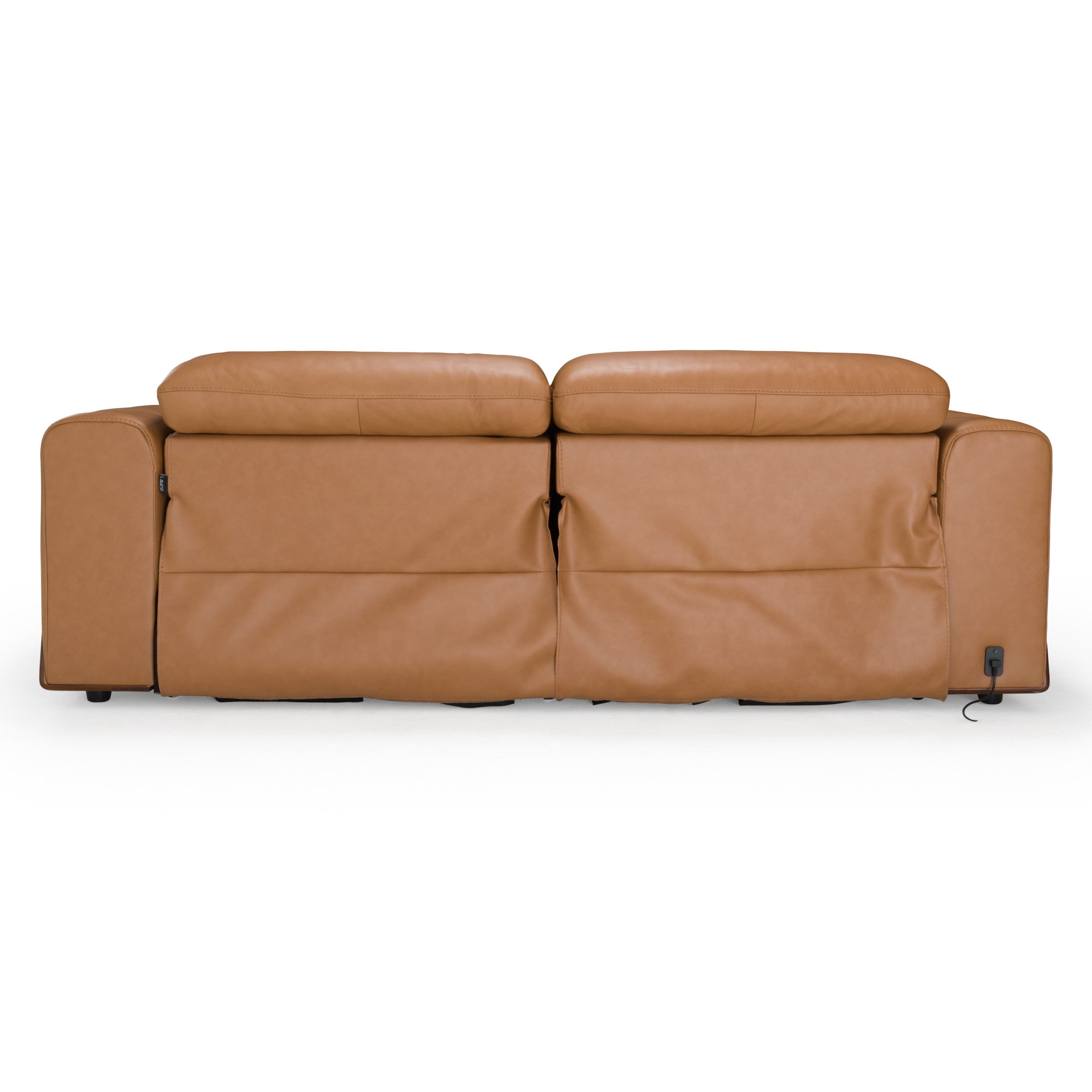 Sandstone Modern Leather Sofa w/ 2 Electric Recliners