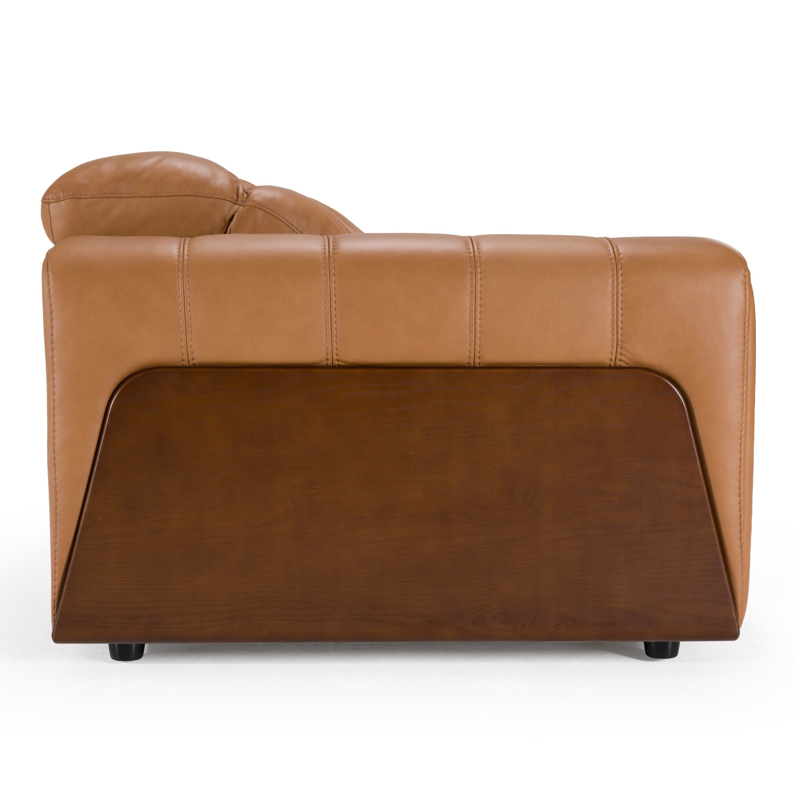 Sandstone Modern Leather Sofa w/ 2 Electric Recliners