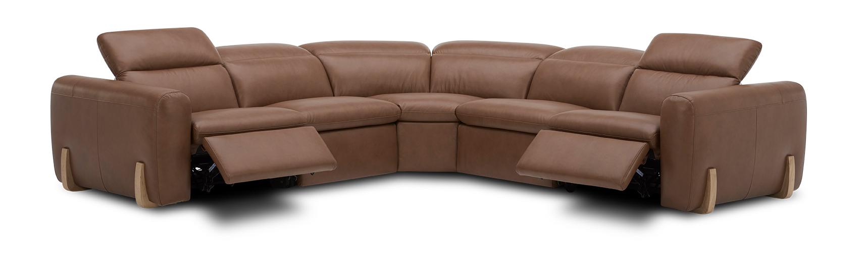 Divani Casa Conrad Modern Leather Sectional Sofa with 3 Recliners