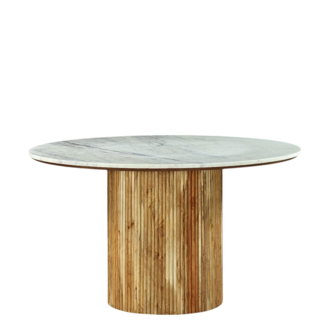 Modrest Shirley Modern Marble Natural Acacia Round Dining Table