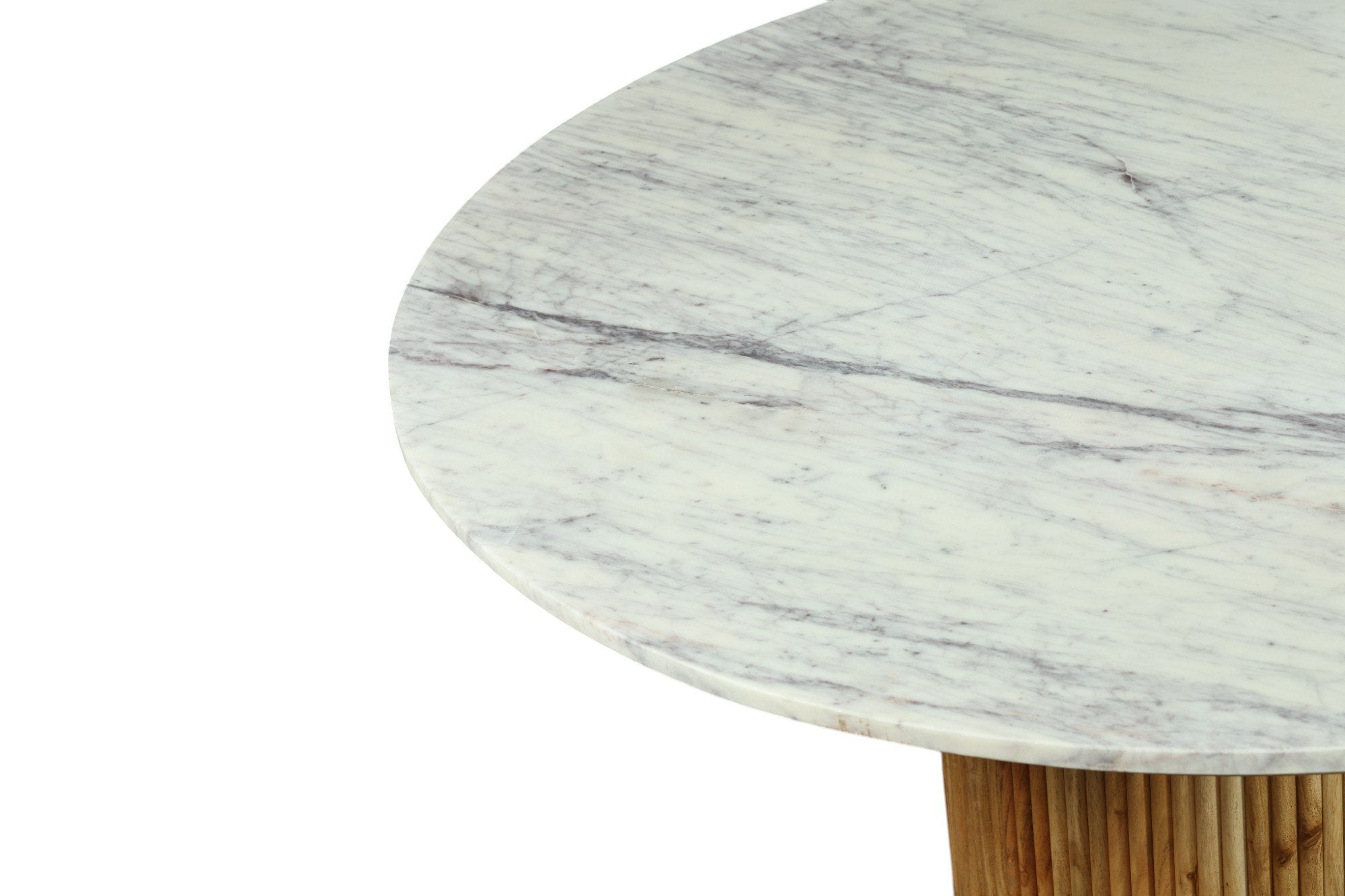 Modrest Shirley Modern Marble Natural Acacia Round Dining Table