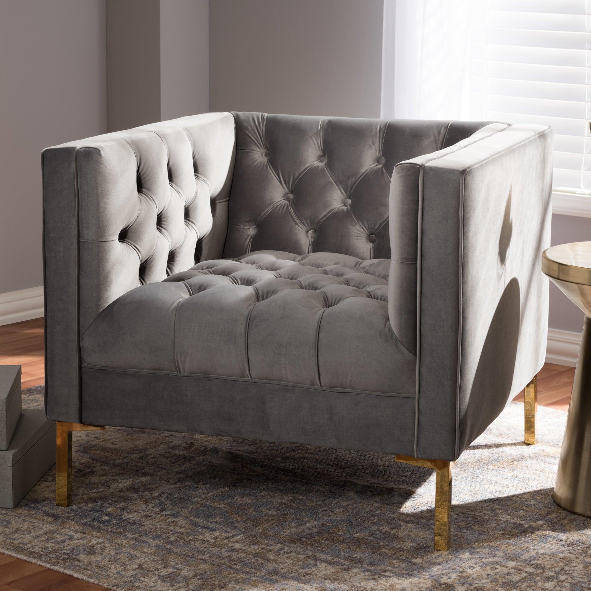 Zanetta Luxe and Glamour Velvet Upholstered Finished Lounge Chair