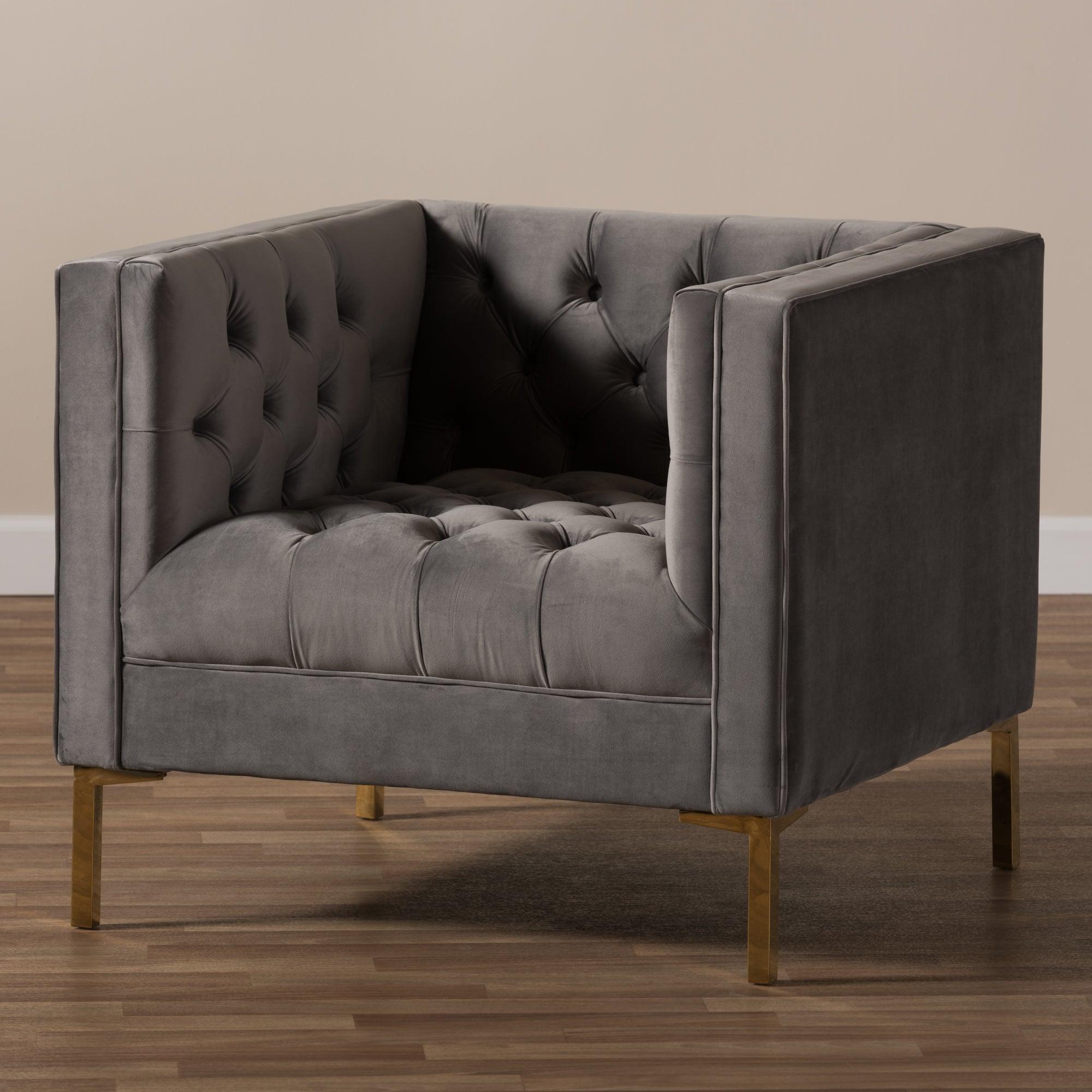 Zanetta Luxe and Glamour Velvet Upholstered Finished Lounge Chair