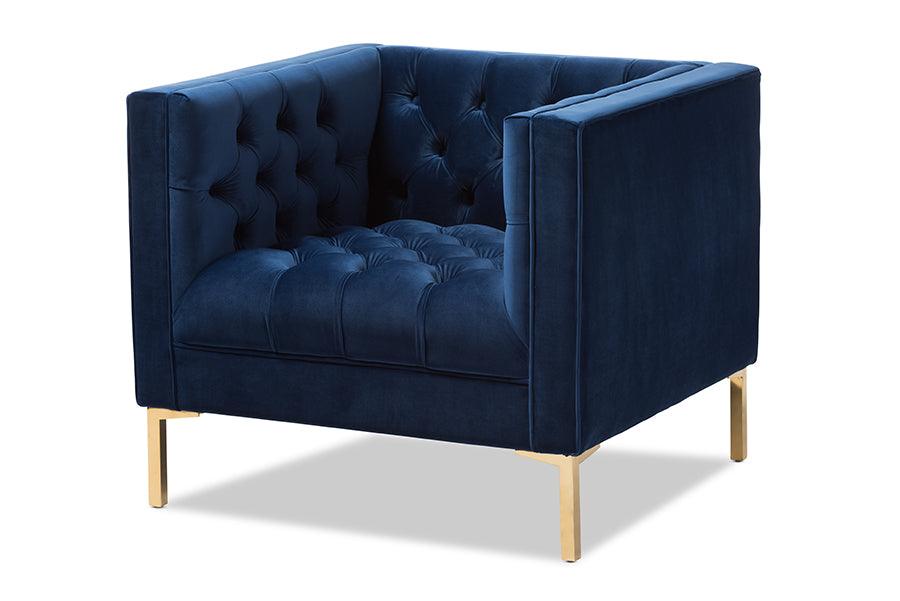 Zanetta Luxe and Glamour Velvet Upholstered Finished Lounge Chair