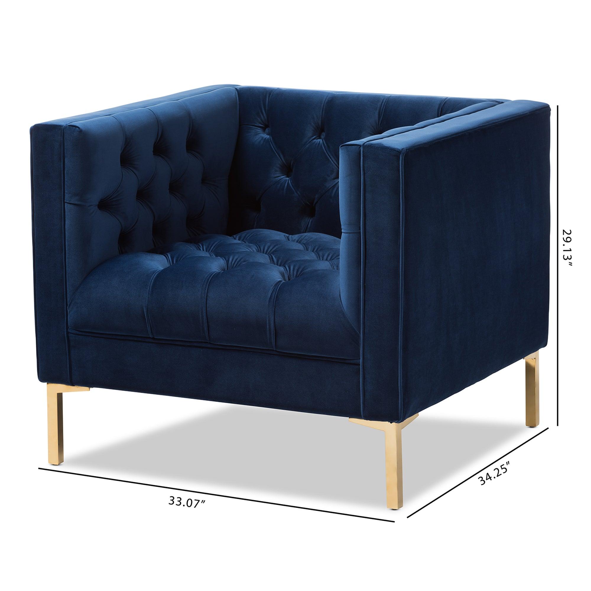 Zanetta Luxe and Glamour Velvet Upholstered Finished Lounge Chair