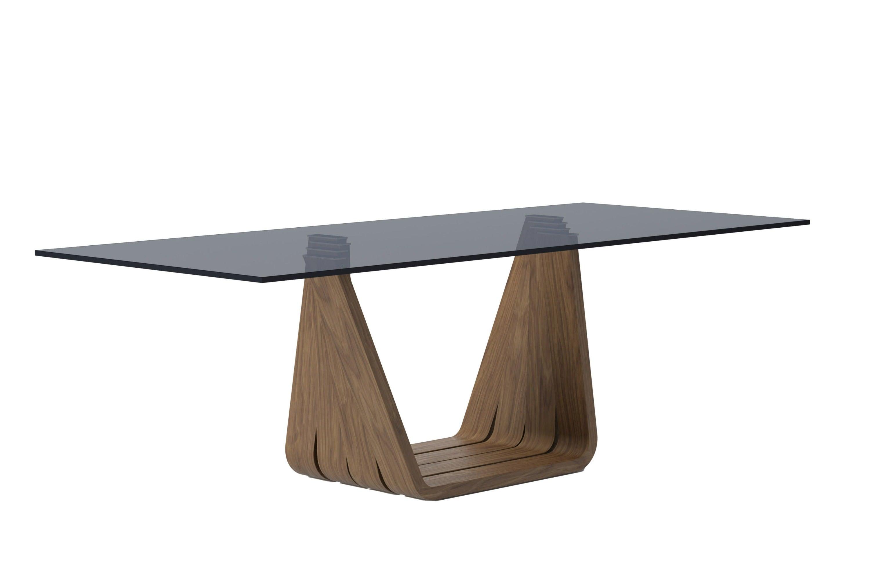 Modrest Solvang Contemporary Glass Rectangular Dining Table